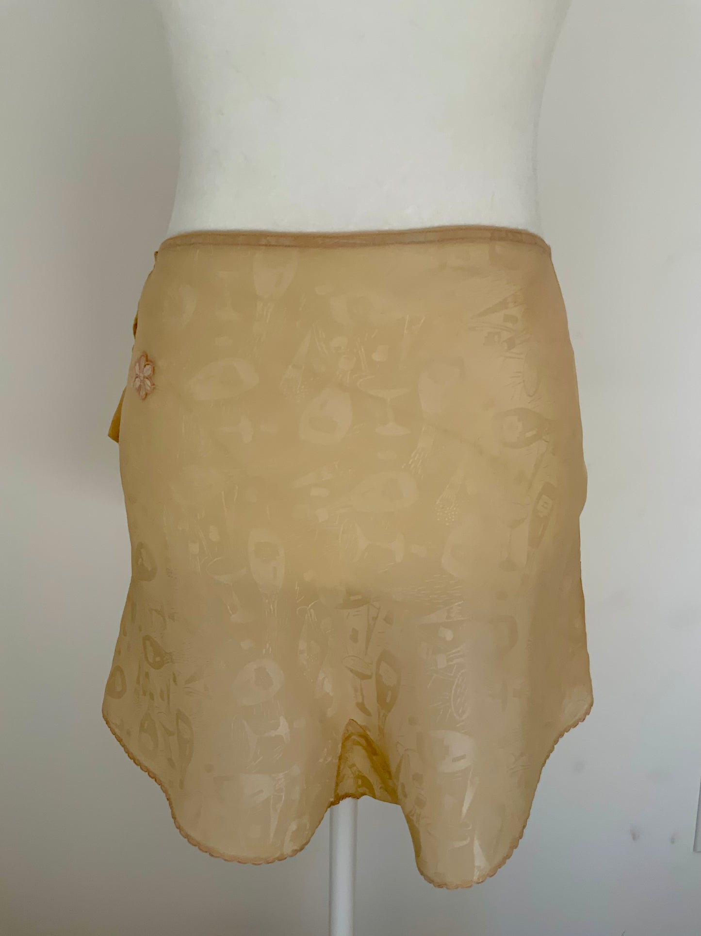 1950s Champagne Novelty Jacquard Tap Pants | Silk Blend Cocktail Motif Boudoir Shorts-50BE