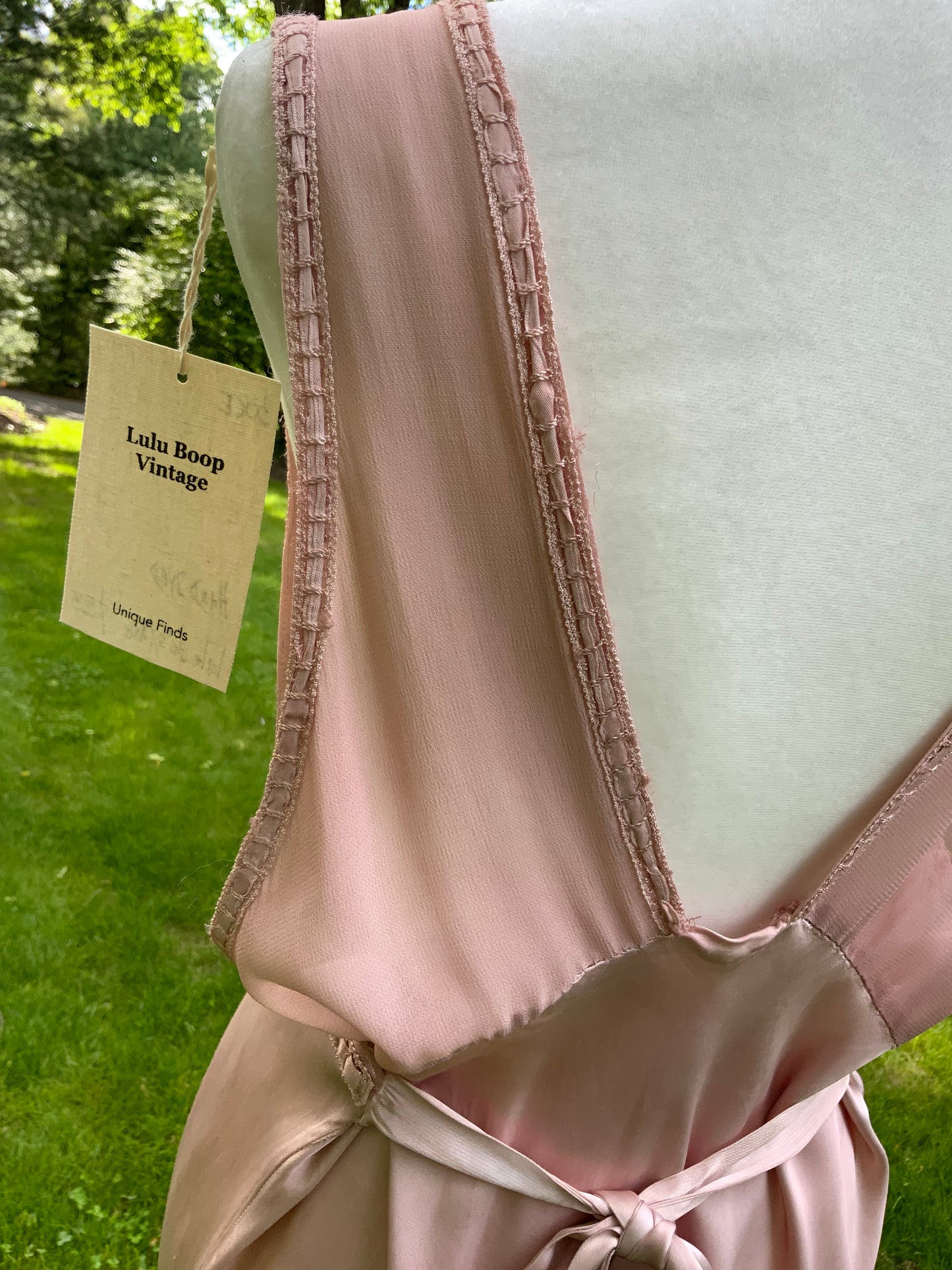 One of a Kind Hand Dyed 1930s Silk Satin Gown | Peach Nude Antique Slip Dress-30CE