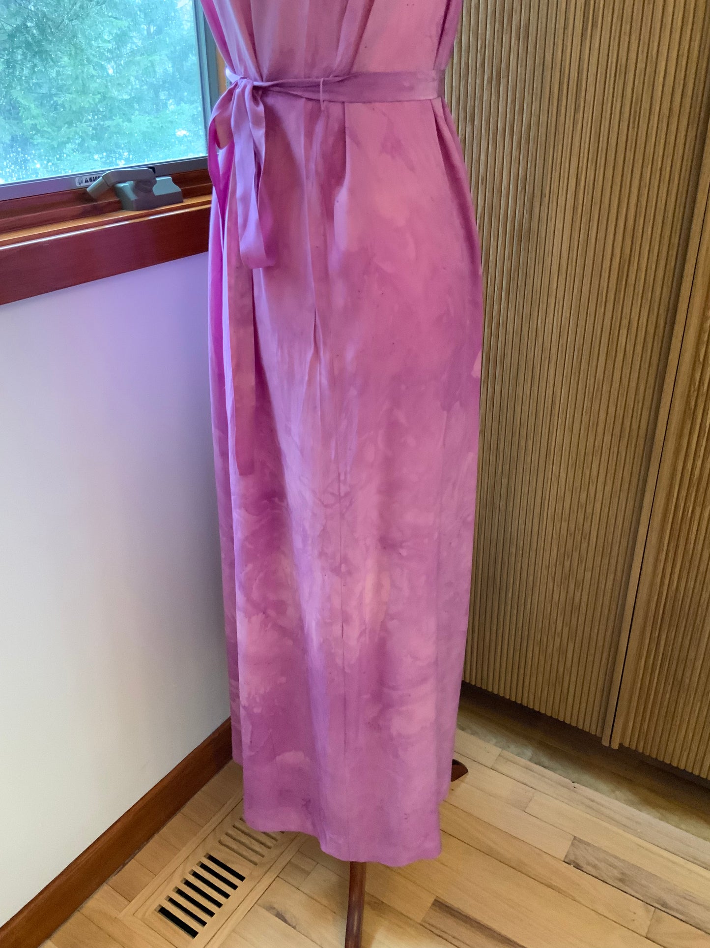 Hand Dyed Silk 1920s–30s Gown | Lavender Lace Pintuck Maxi Dress | Antique Silk Day Dress with Original Belt- 20AD