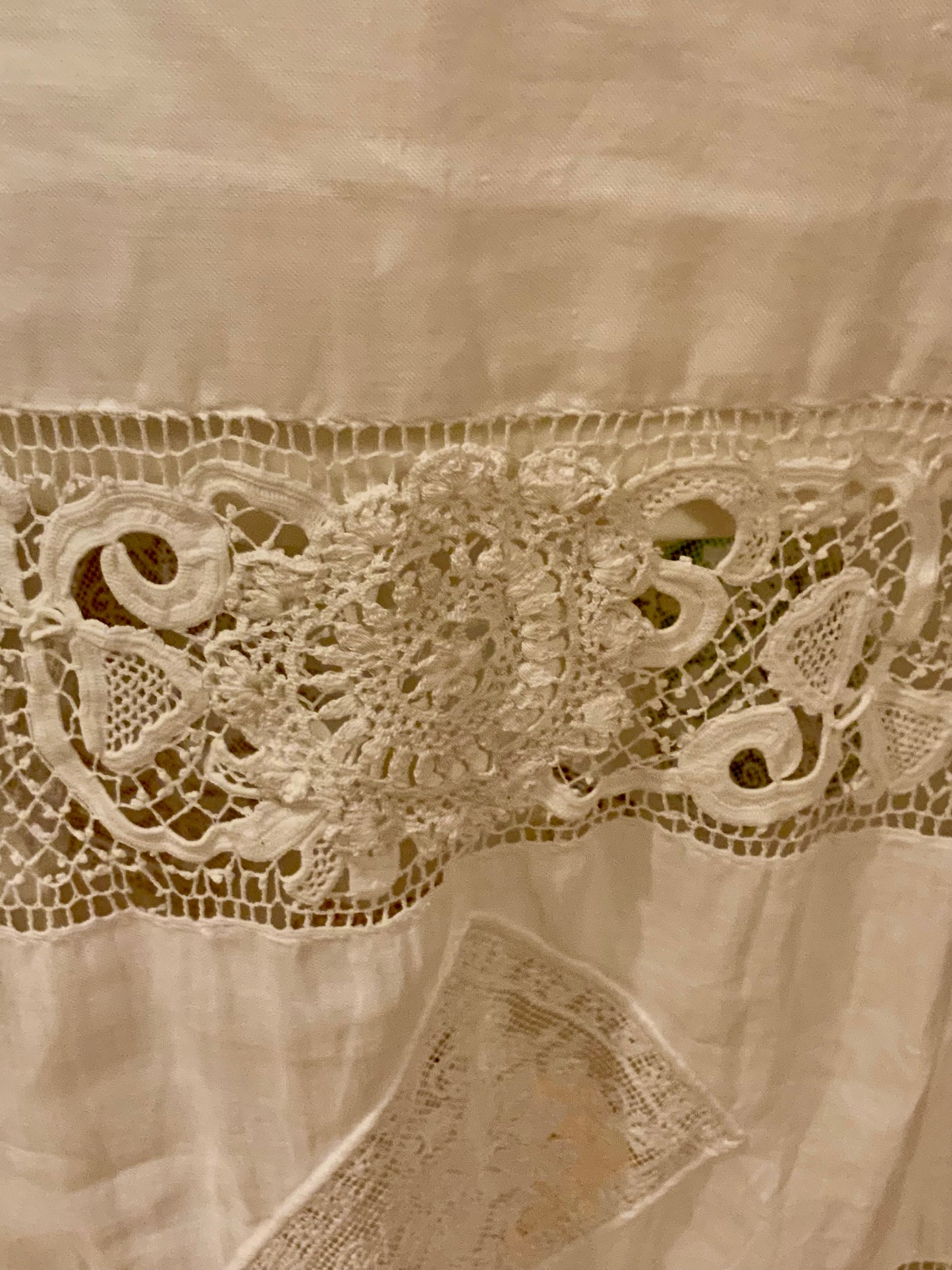 Edwardian Cotton & Lace Tea Dress c.1905–1915 |Antique Lingerie Dress with Battenberg & Crochet Lace-ED32