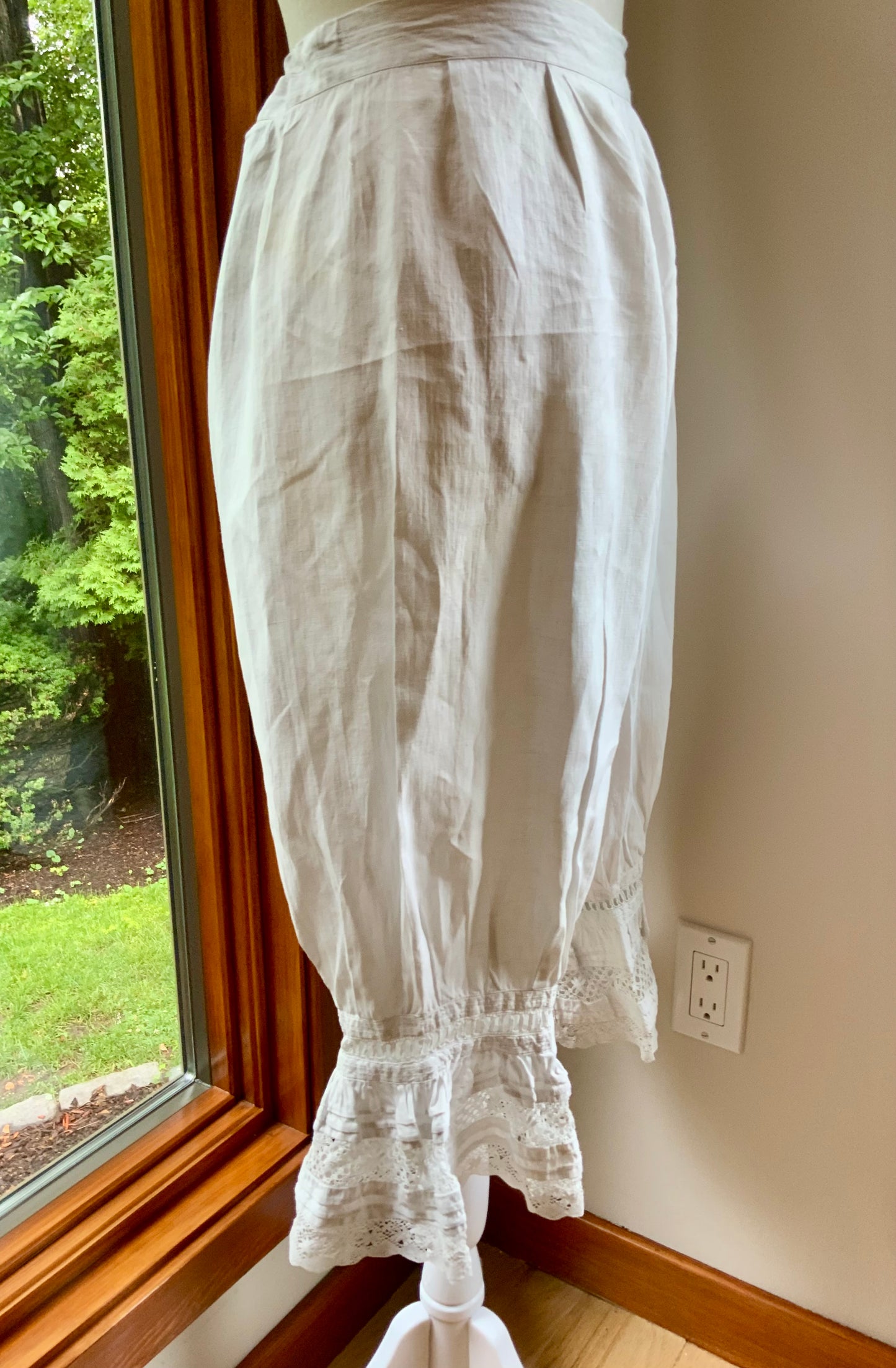 Antique Edwardian White Cotton Bloomers | Monogrammed Lace Pantaloons | Romantic Heirloom Lingerie-ED85
