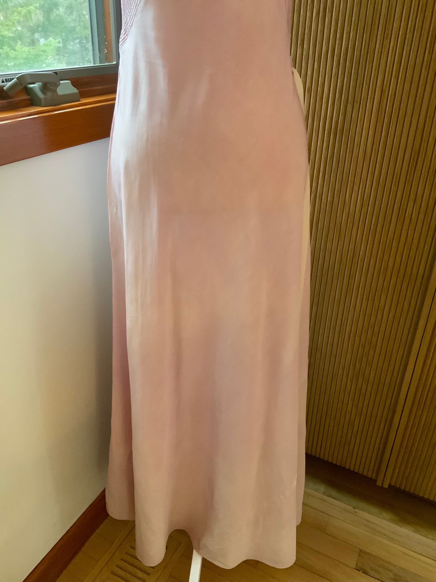 70s does 30s Hand Dyed Vintage Silk Slip Dress Bias Cut Pintuck Embroidered Open Back Romantic Nightgown
 - 40AU