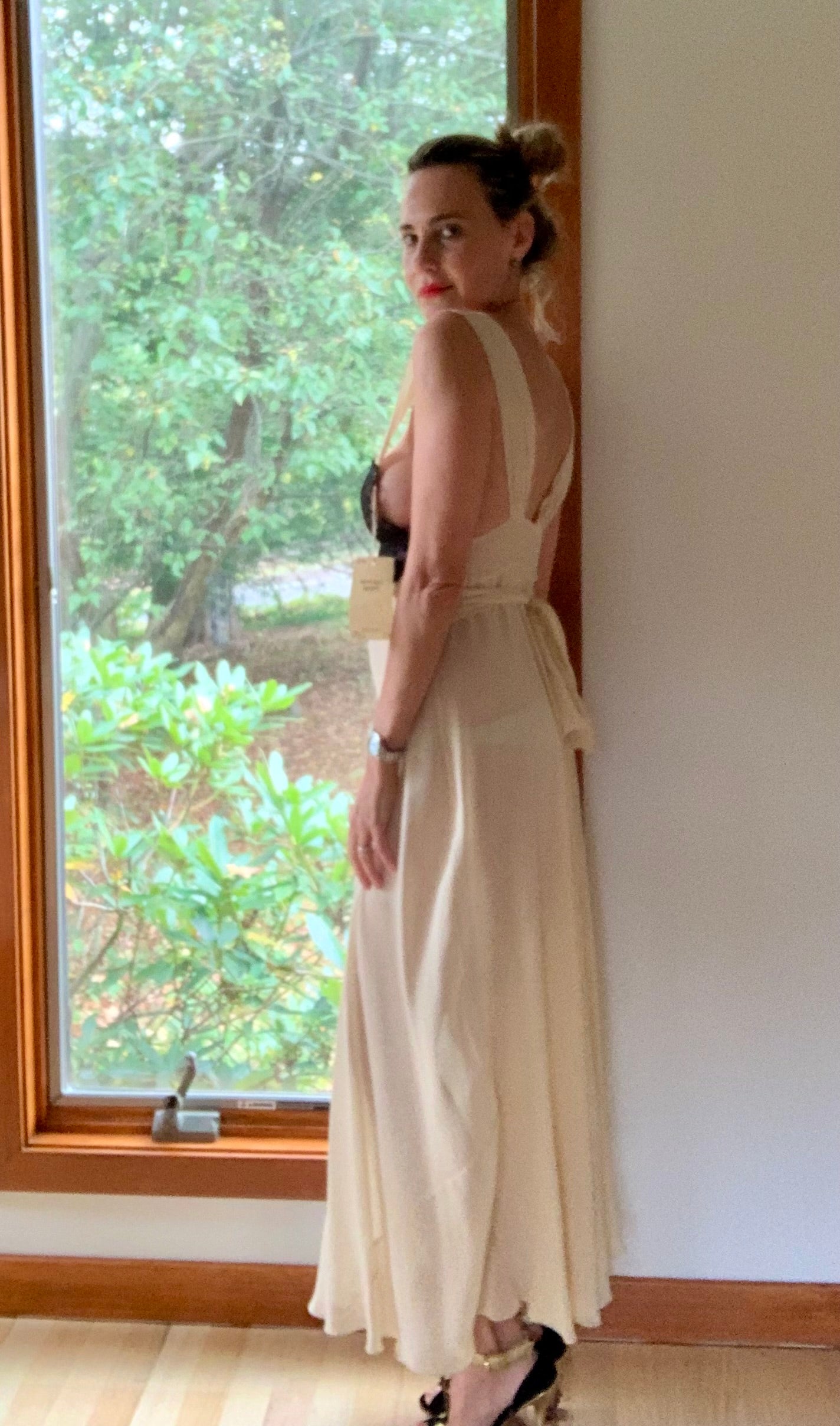 Silk Nightgown - Black Lace Embelishment - 30s - 30AO