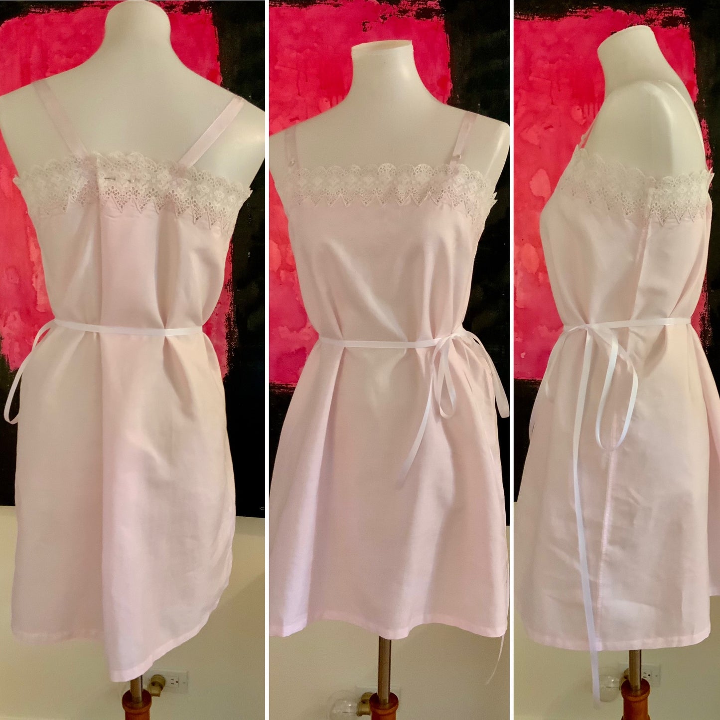 Edwardian Short Pink Cotton Nightgown - 1910