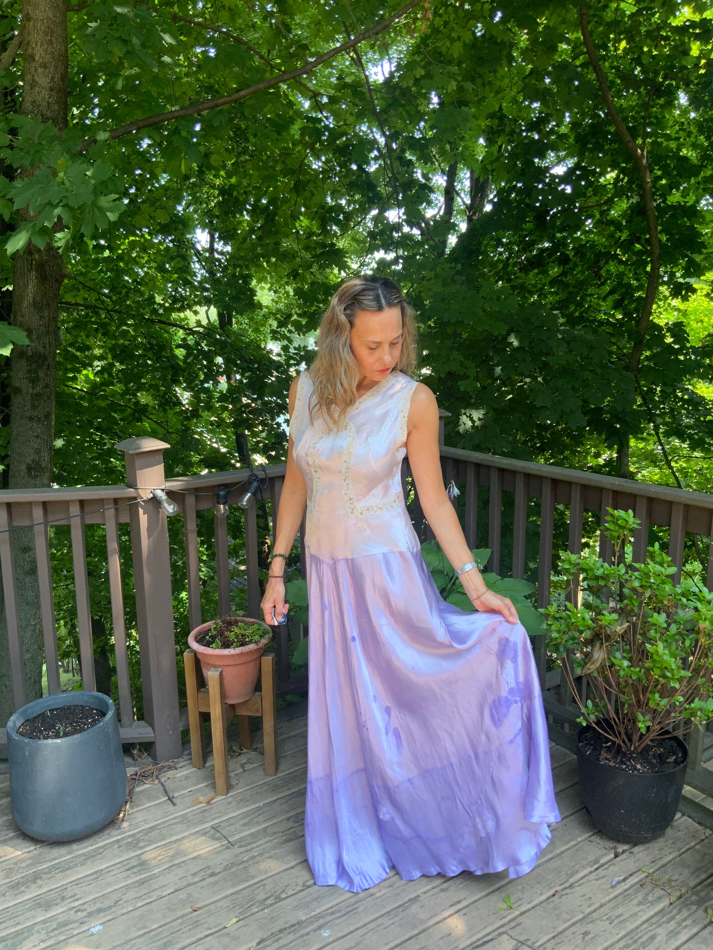 Hand Dyed Satin Nightgown- 50s