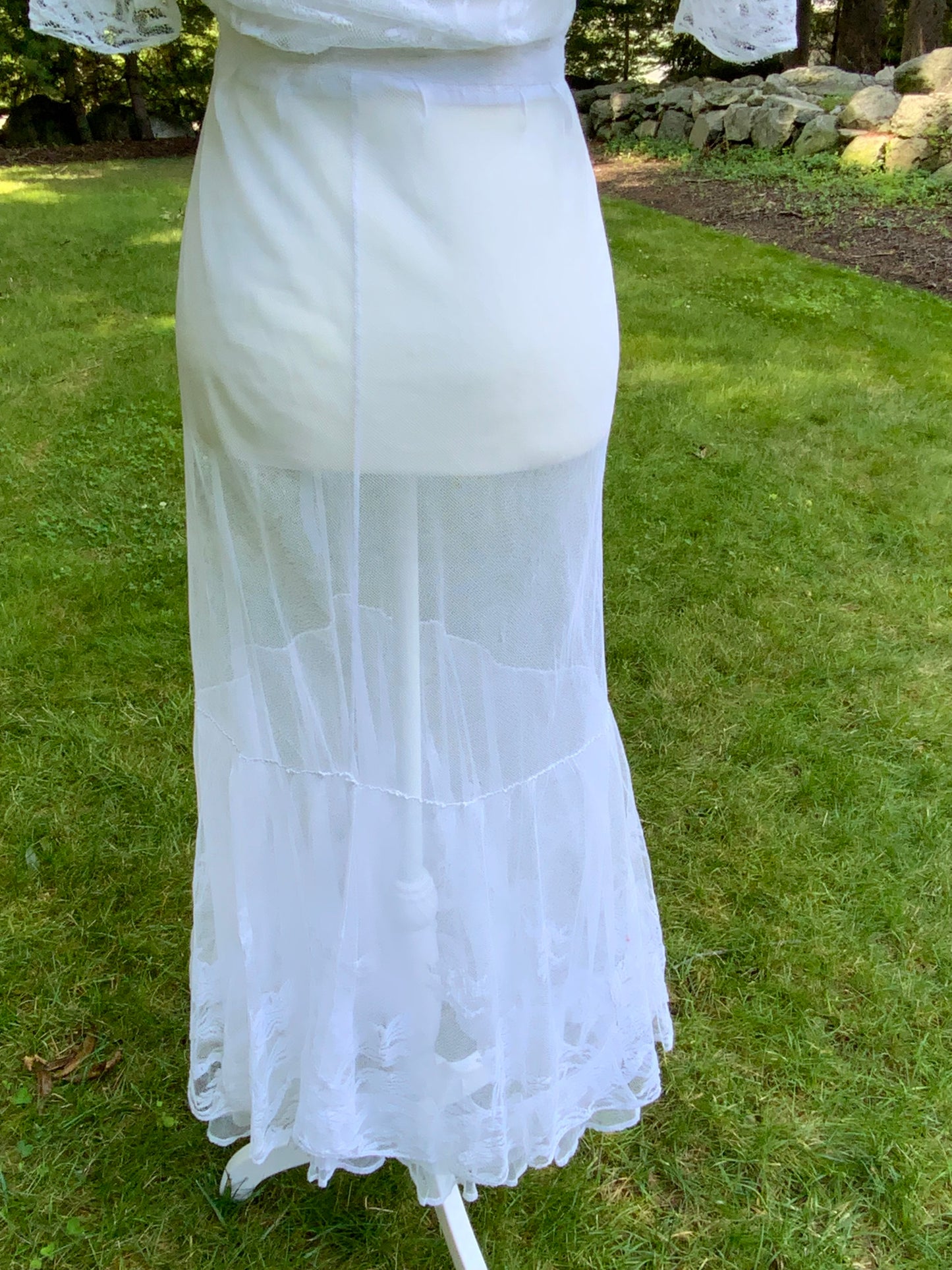 1930s Sheer White Tulle Lace Dress Vintage Bridal Dress Romantic Wedding Dress Floral Tulle Gown Ethereal Dress- Iconic -30DN