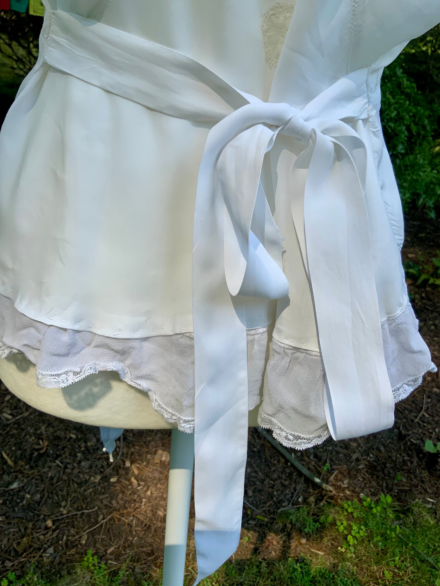 1930s Art Deco Embroidered Wrap Top | Reimagined from an Antique Nightgown-30DL