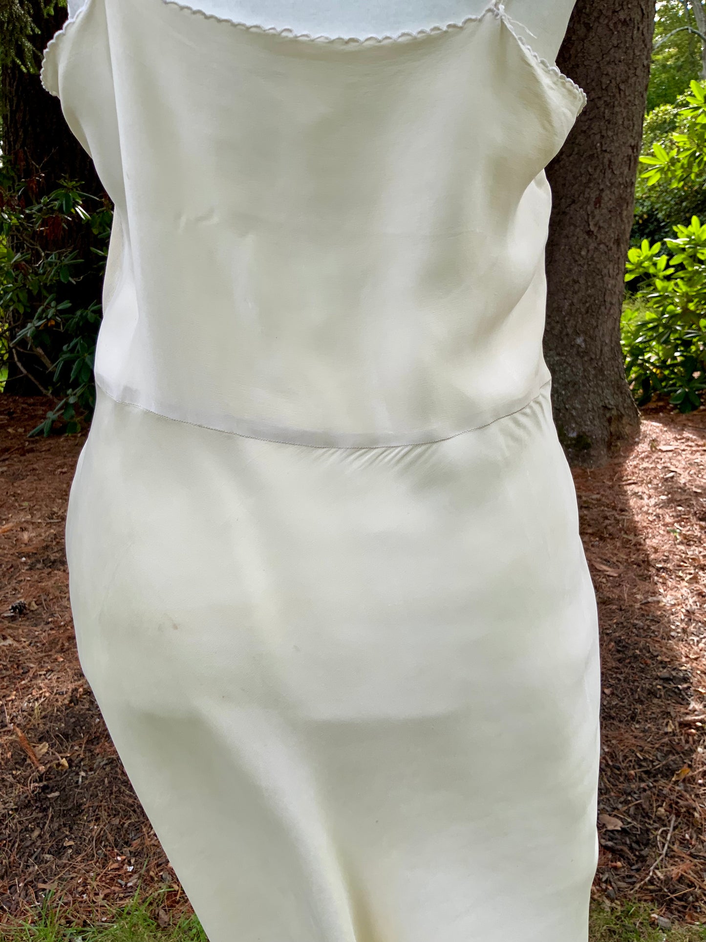 1940s Silk Slip Dress | Vintage Lingerie with Lace Embellishments & Sheer Chiffon Bodice | Old Hollywood Nightgown
 - 40s - 40AM