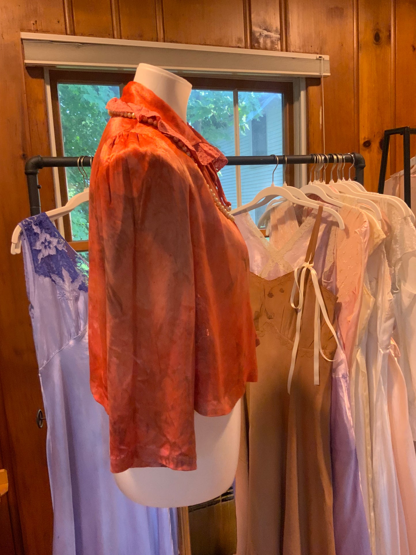 Hand Dyed Satin Dyed Bed Jacket - 50s