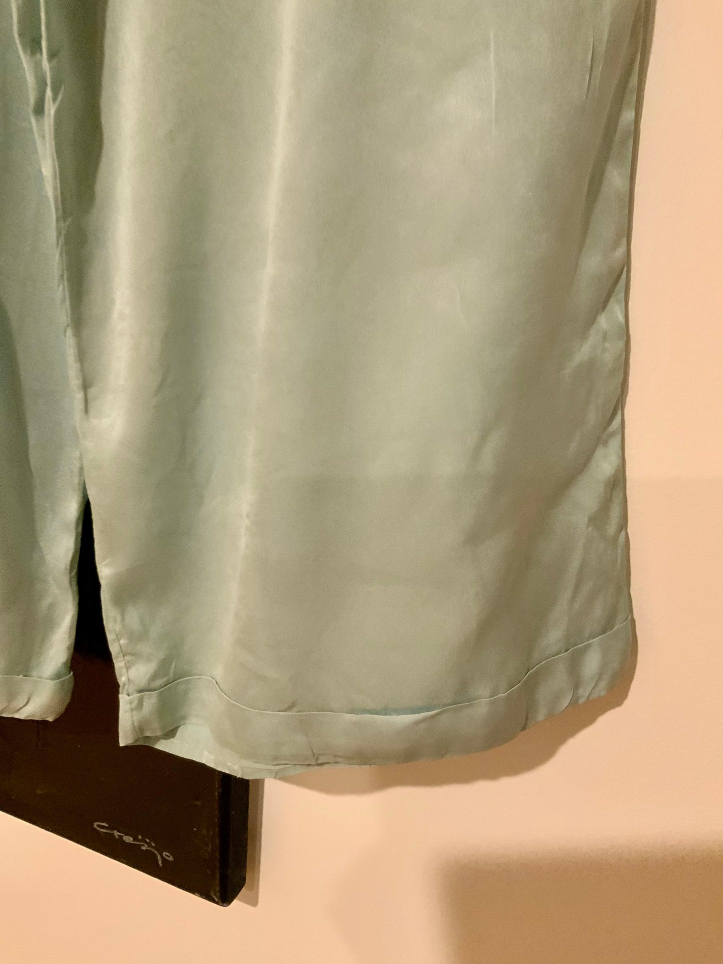 1930s Silk Pajama Pants – Pale Jade Vintage Lounge Trousers - 30AX