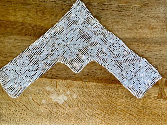 Antique Edwardian Filet Crochet Collar Bib | Handmade Cotton Lace Collar | 1900s Statement Detachable Collar
