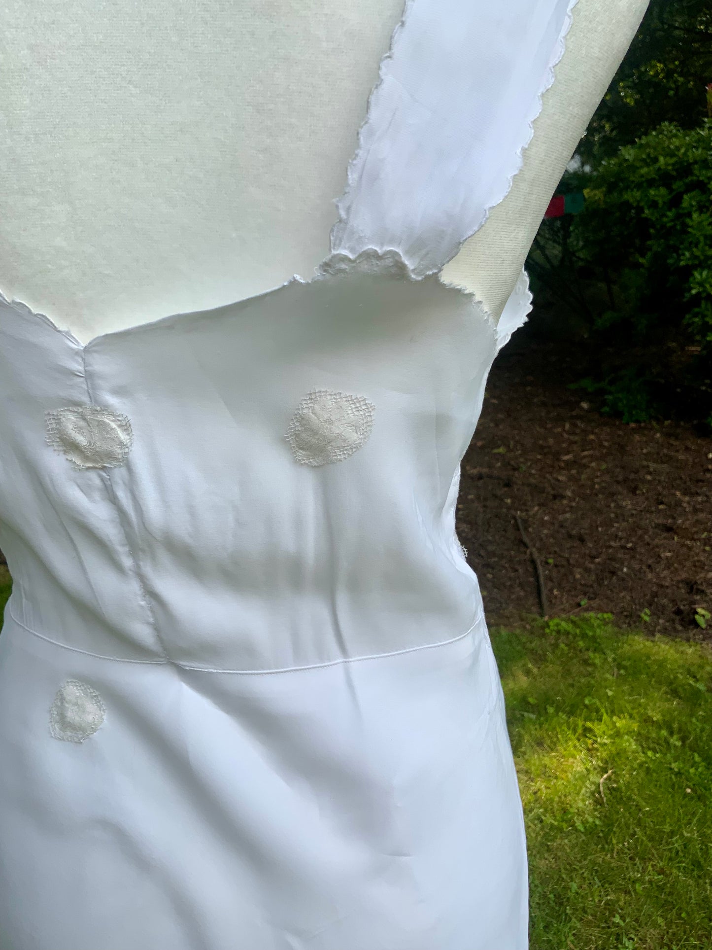 1930s Reimagined Silk Satin Bridal Slip Dress | Restored Antique Boudoir Gown with Hand-Applied Vintage Lace-30LM