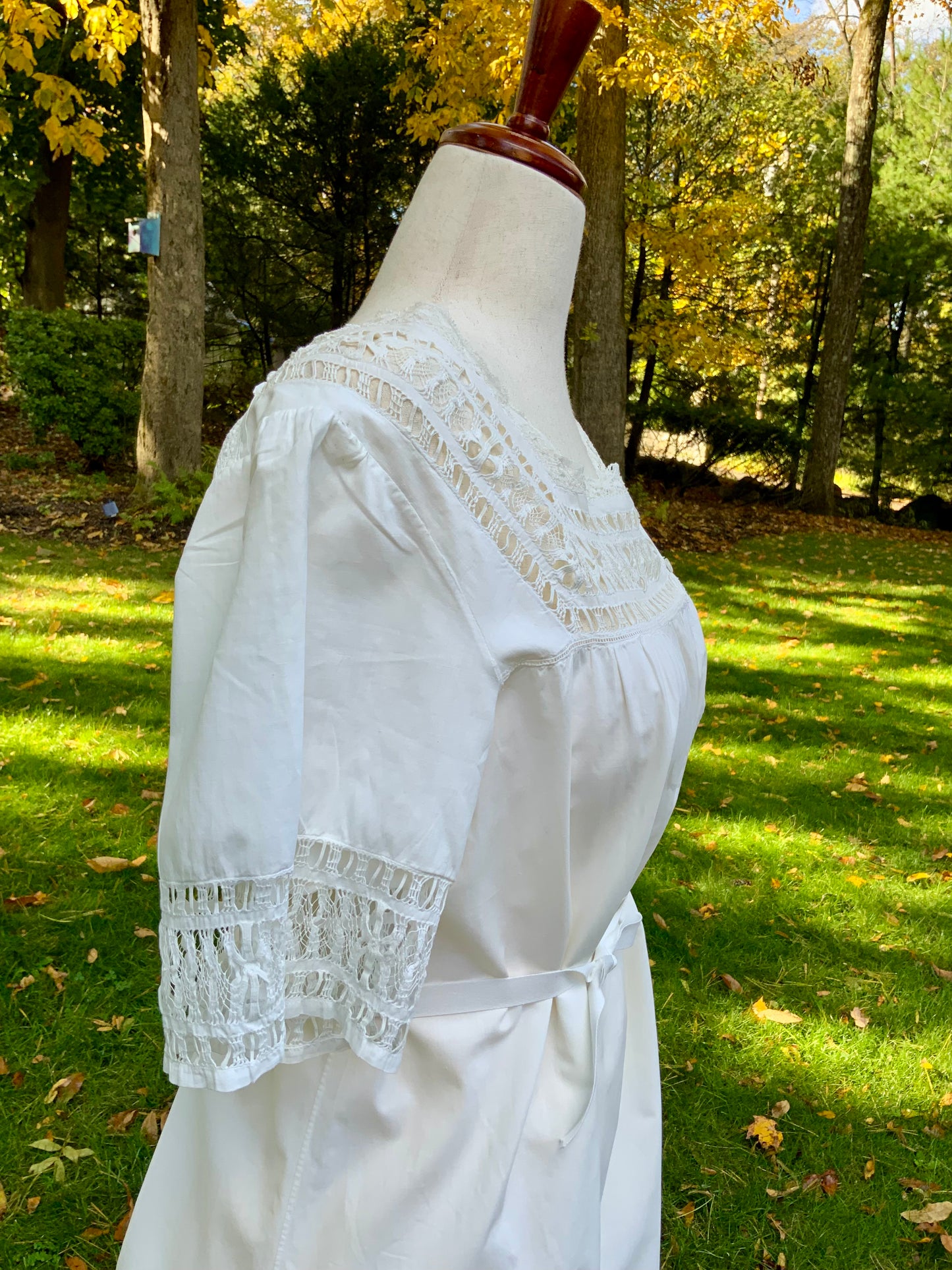 Edwardian White Cotton & Lace Nightgown | Heirloom Vintage  - 1905/1915 - ED21