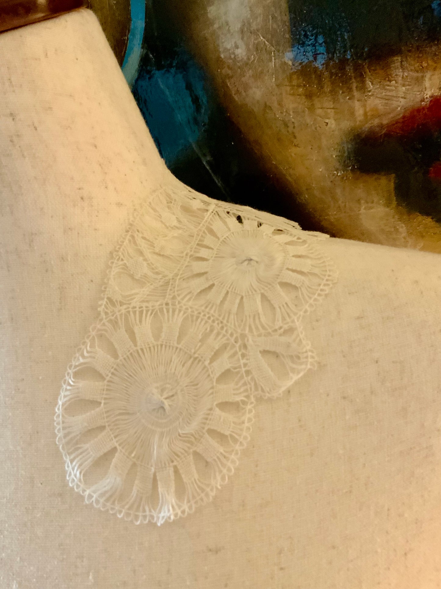 Antique Lace Collar Edwardian Tape Lace Rosette Design Handmade Delicate