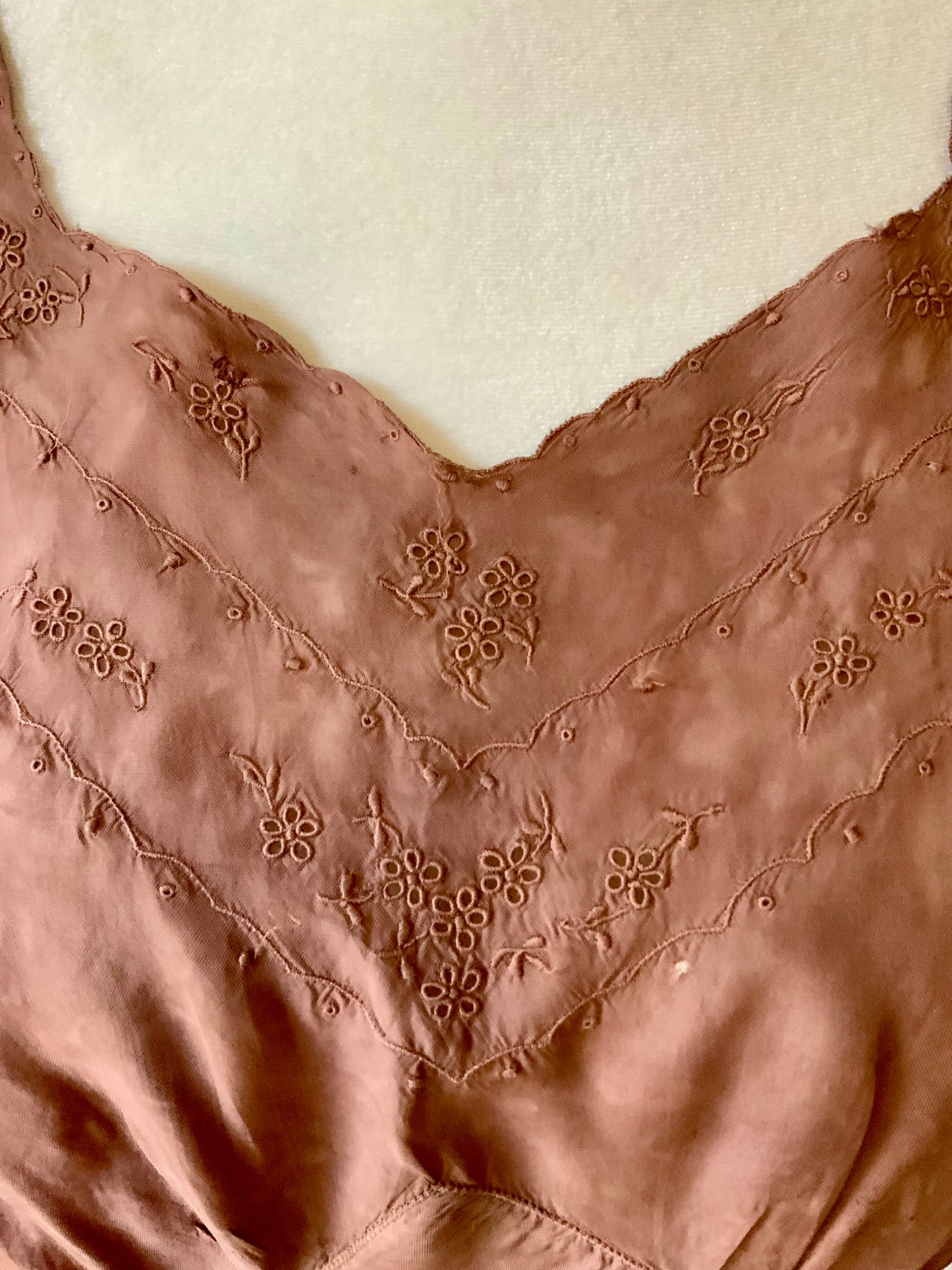 1930s Hand Dyed Silk Dress | Artistically Restored Vintage Lace Appliqué Dress-30DE