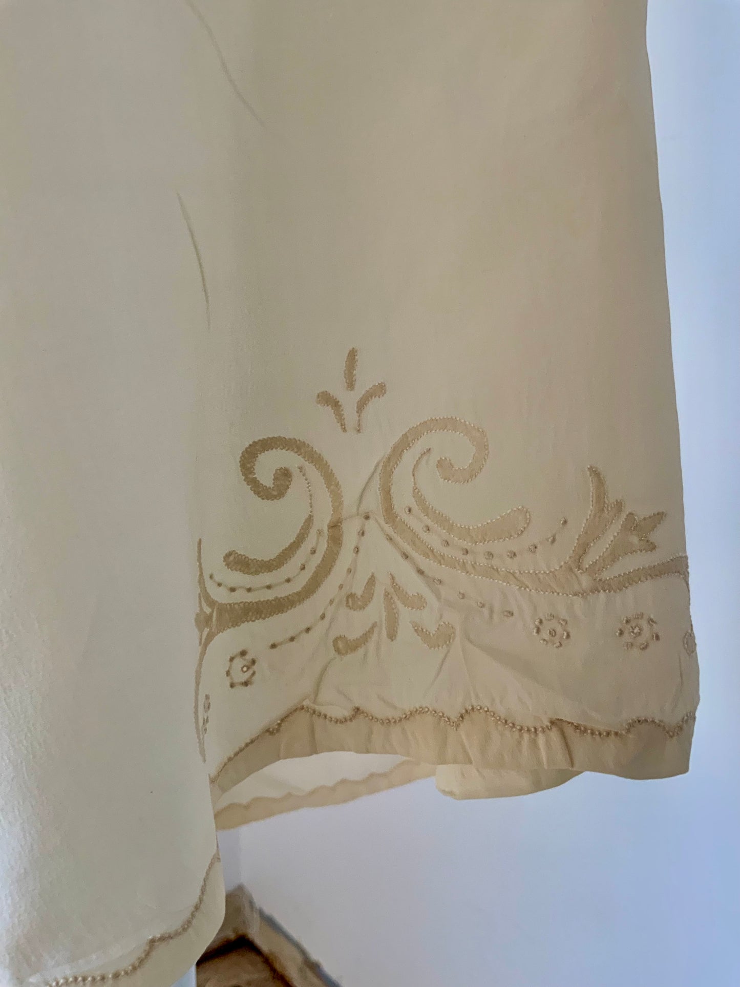 Antique 1920s Ivory Silk Tap Pants | Hand Dyed | Lace Appliqué Restoration | French Boudoir Lingerie-20AN