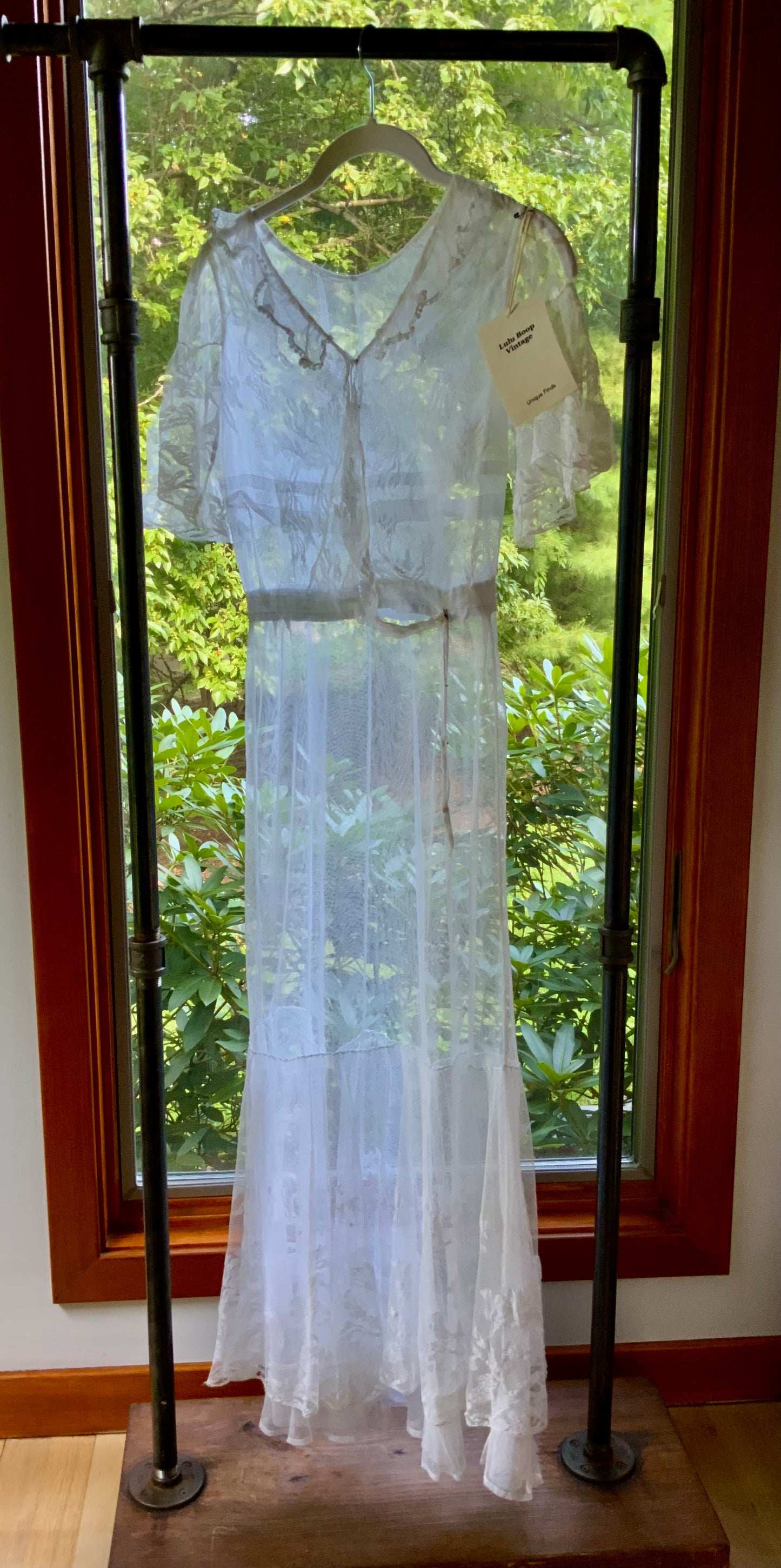 1930s Sheer White Tulle Lace Dress Vintage Bridal Dress Romantic Wedding Dress Floral Tulle Gown Ethereal Dress- Iconic -30DN