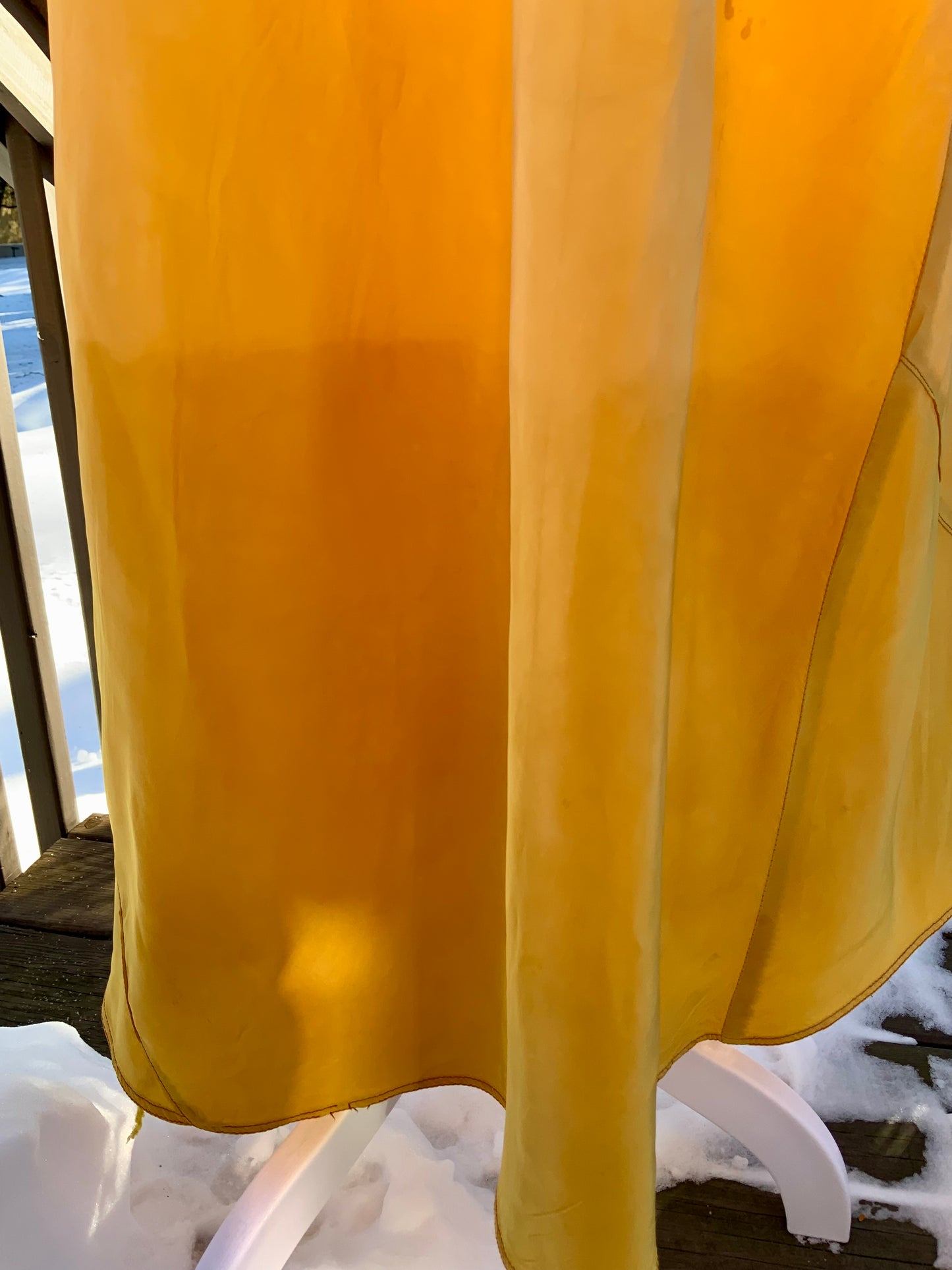 Hand-Dyed 1930s–40s Silk Chiffon Lace Nightgown – Golden Sunset-30BD