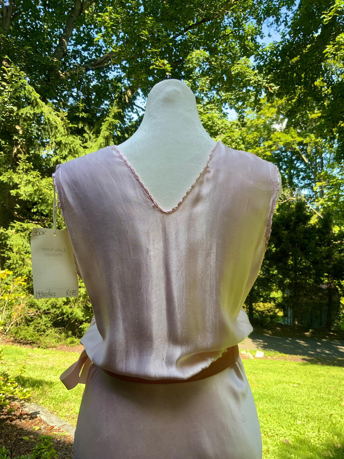 1930s Blush Pink Satin Nightgown with Sheer Embroidered Bodice.30CK
