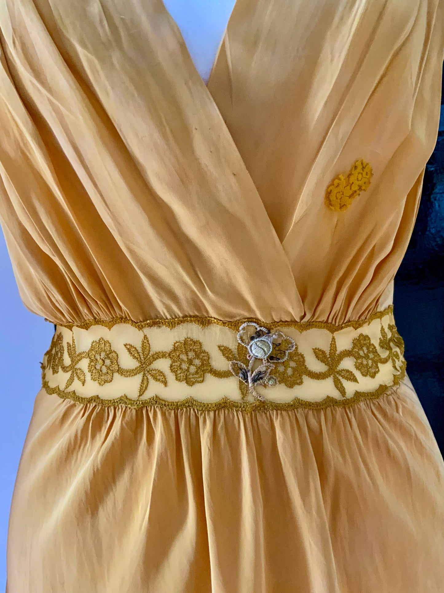 Hand Dyed Yellow Nightgown / Slip Dress - 50s - 50AX