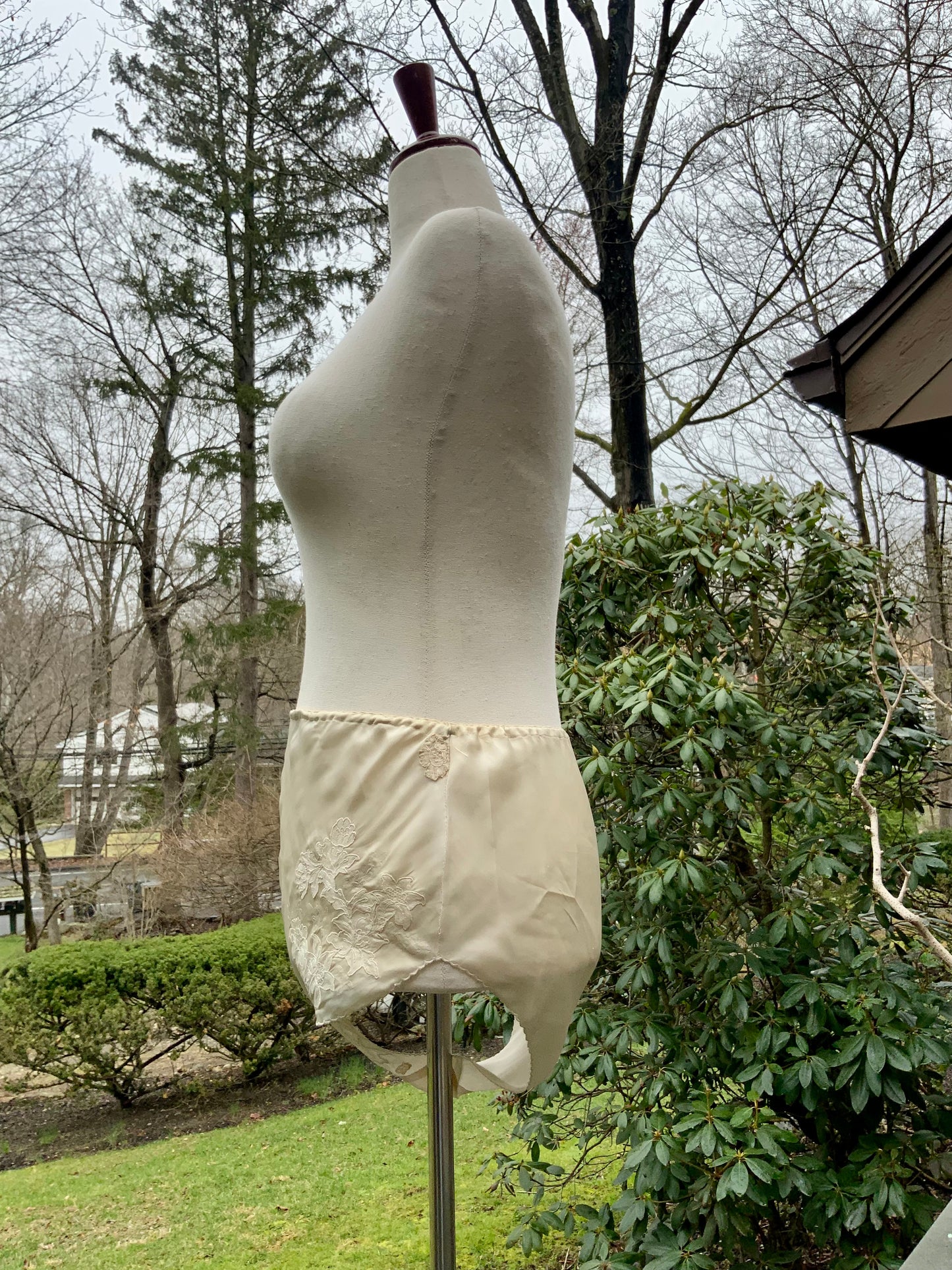 Antique Silk Tap Pants Bloomers Embroidered Lace Edwardian Lingerie Ivory Silk Panties-20AH