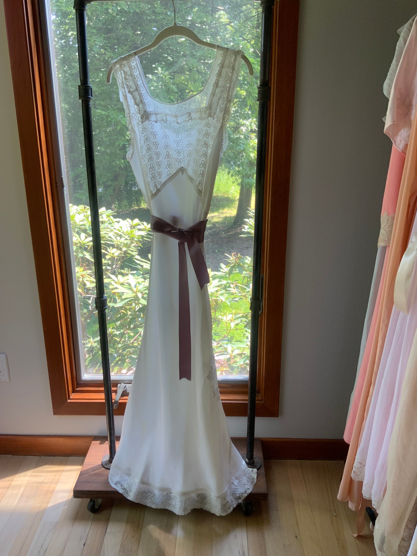 1930s Satin and Lace Bridal Slip Dress-30CT