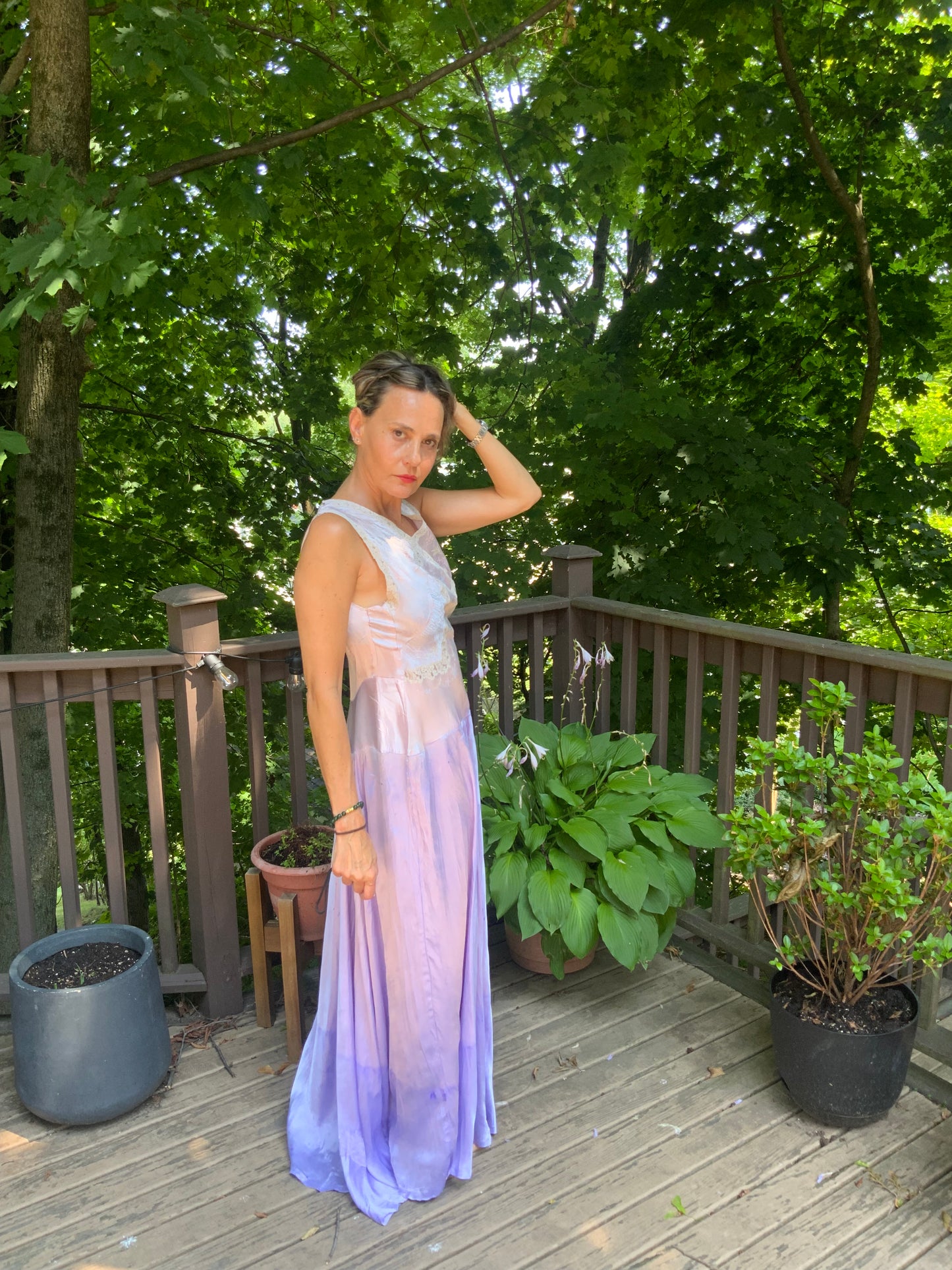 Hand Dyed Satin Nightgown- 50s