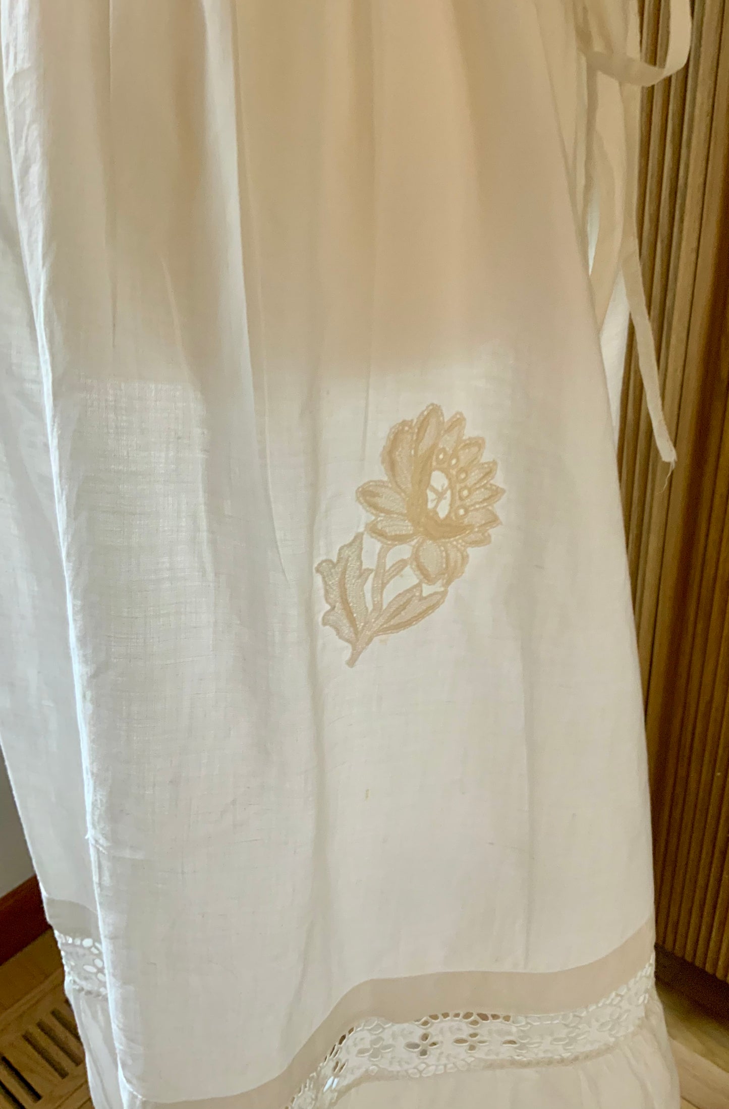 Edwardian White Cotton Petticoat Skirt with Lace Trim | Antique 1910s Tiered Underskirt | Hand Restored-ED76