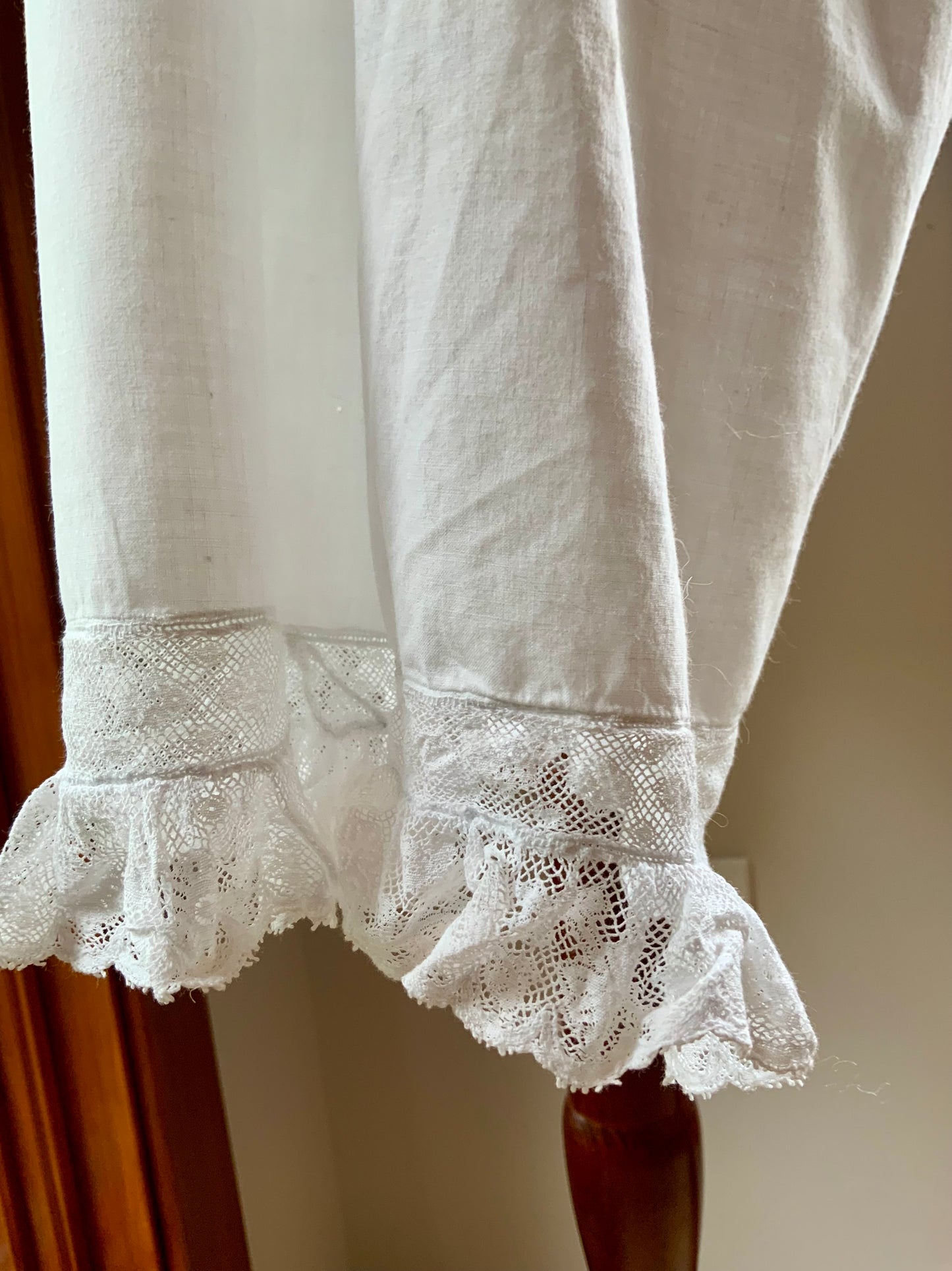 Authentic Edwardian White Cotton Split Drawers | Antique Lace Bloomers | Open Crotch Pantalettes | c.1905–1915-ED86
