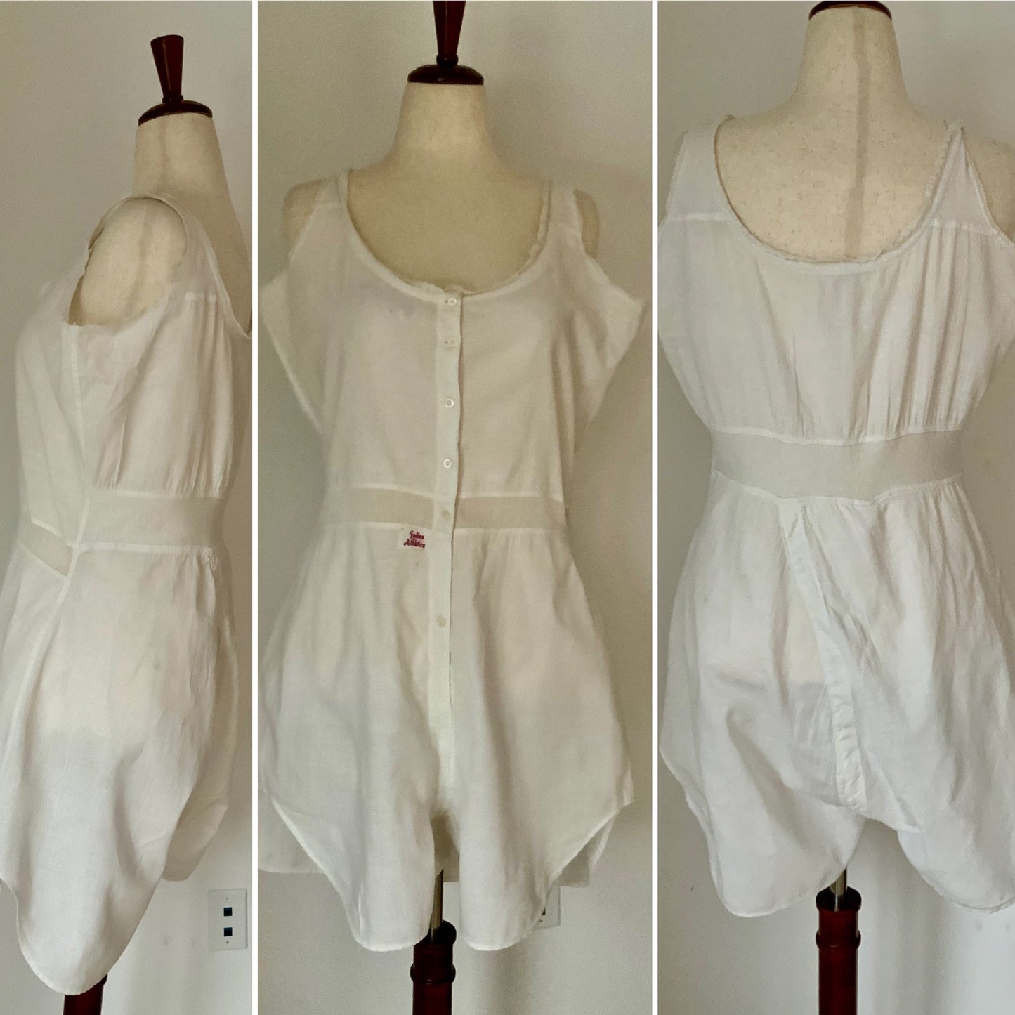 Antique 1910s Ladies Athletics Cotton Union Suit Romper – Edwardian Women’s Athletic Wear-20AO