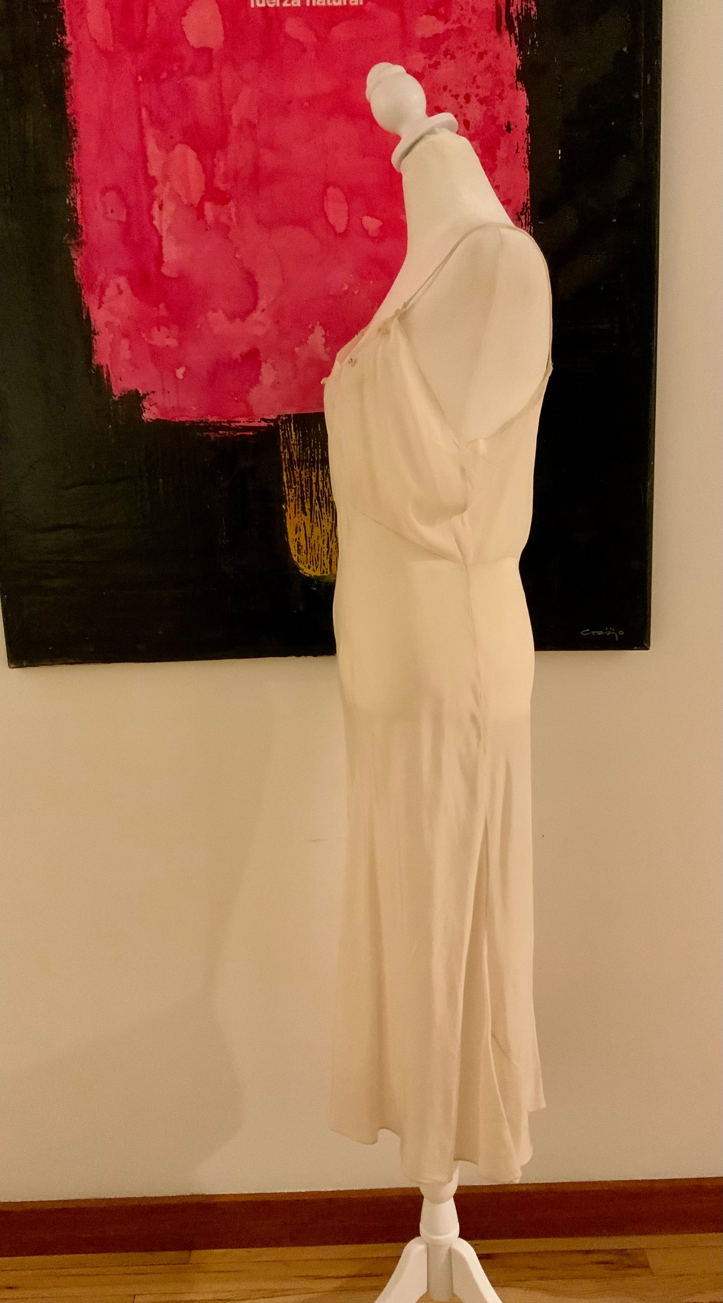 Antique 1920s Pure Silk Bridal Slip – Hand Embroidered Ivory Lingerie Dress – Edwardian Flapper Era Nightgown-20AT