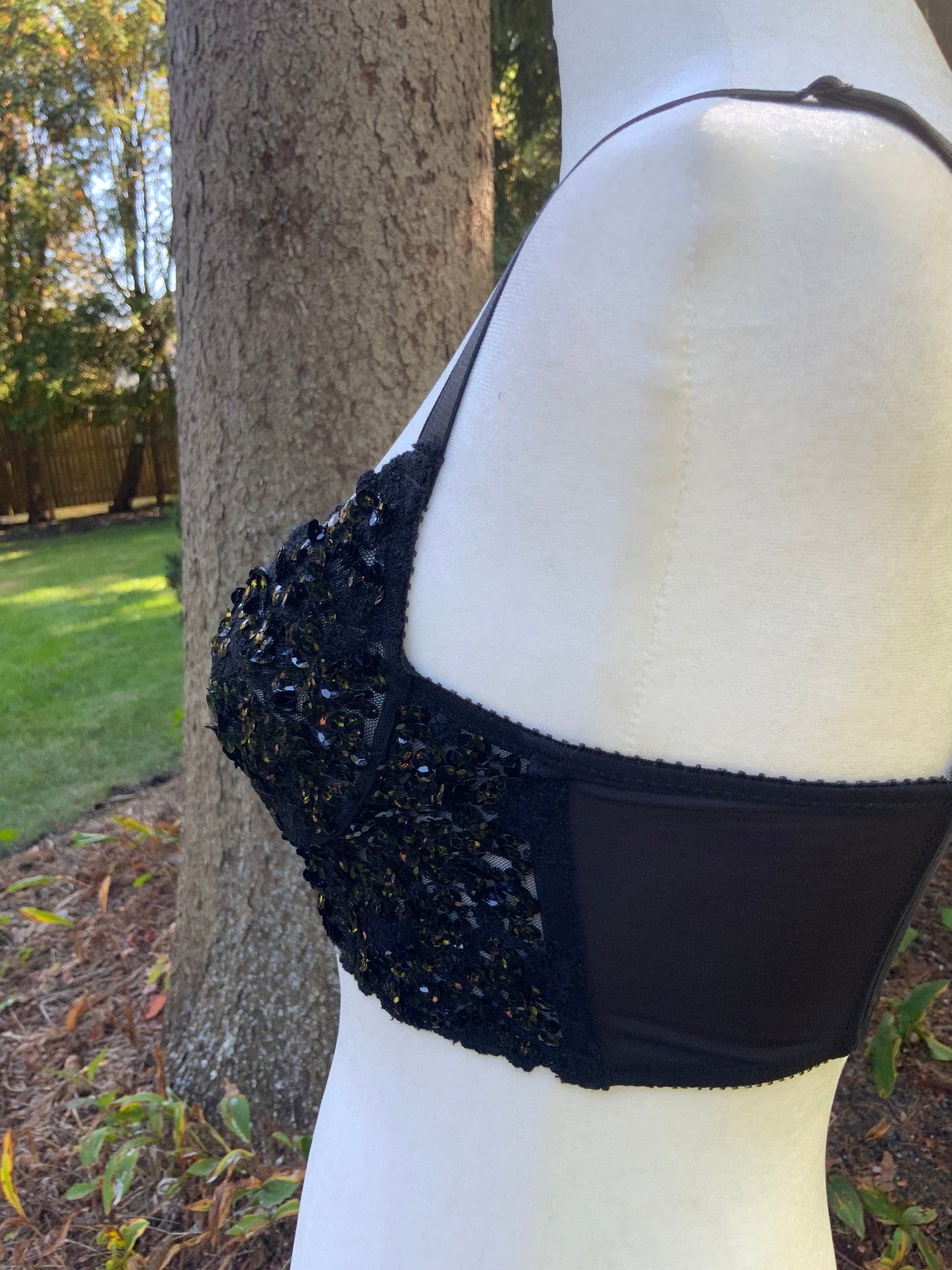 Rick Beach for Patti Capelli Black Sequined Bra Top - Late 70s/Early 80s - 80F