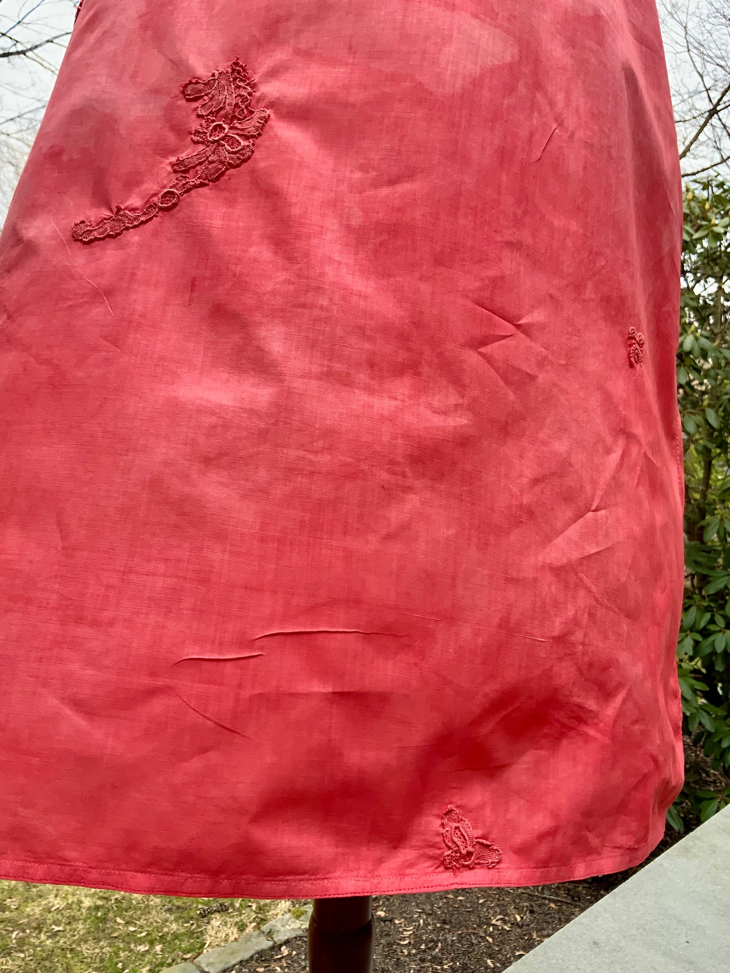 Edwardian Hand-Dyed Cotton Slip Dress | Restored Antique Lingerie with Appliqué Details | ED79