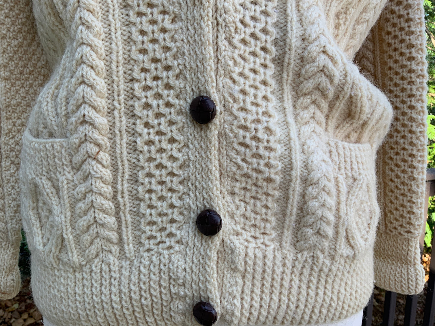 Chunky Knit Pure Irish Wool Cardigan -70s