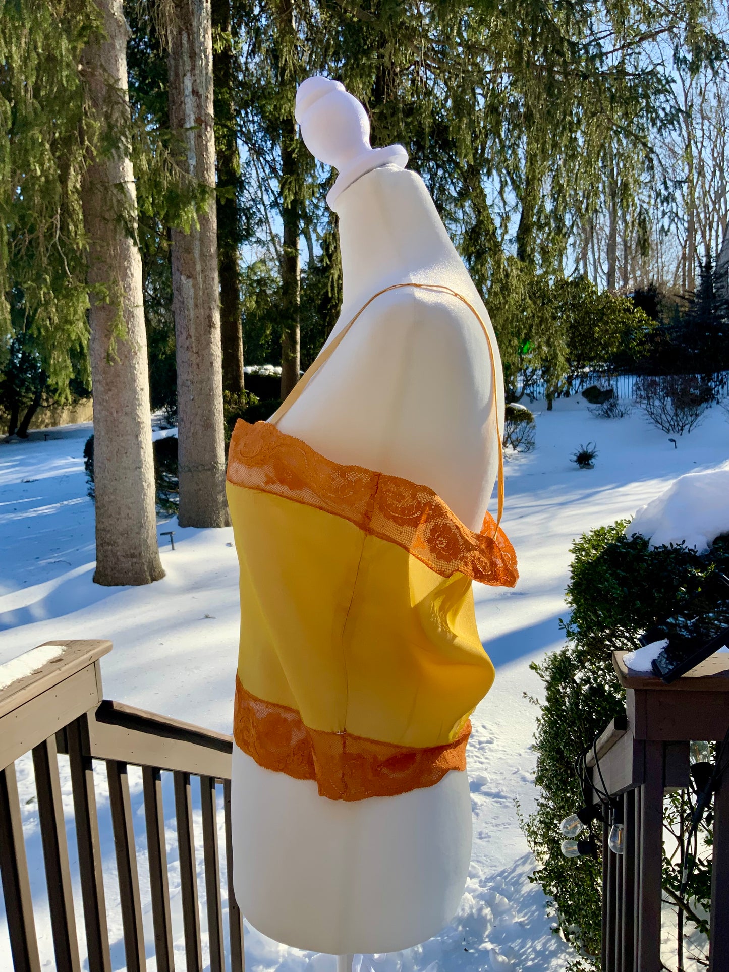 Hand-Dyed Yellow Camisole | 1920s–1930s French-Inspired Boudoir Piece-20AW
