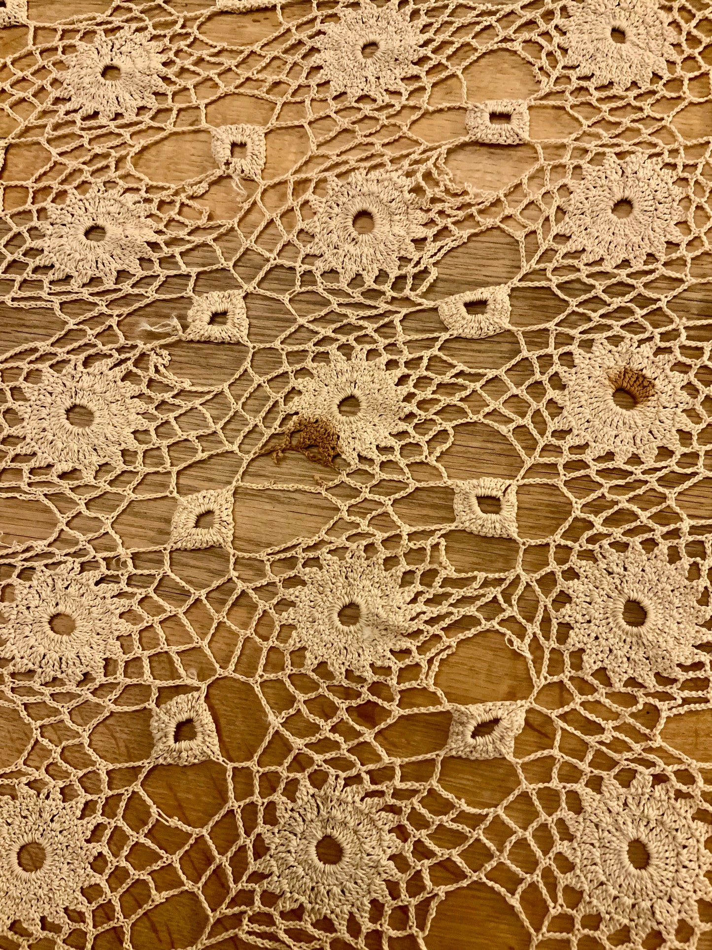 Large Antique Crochet Lace Tablecloth – Handworked Heirloom Textile – Decorative Statement Piece – Early 20th Century- Iconic Rare