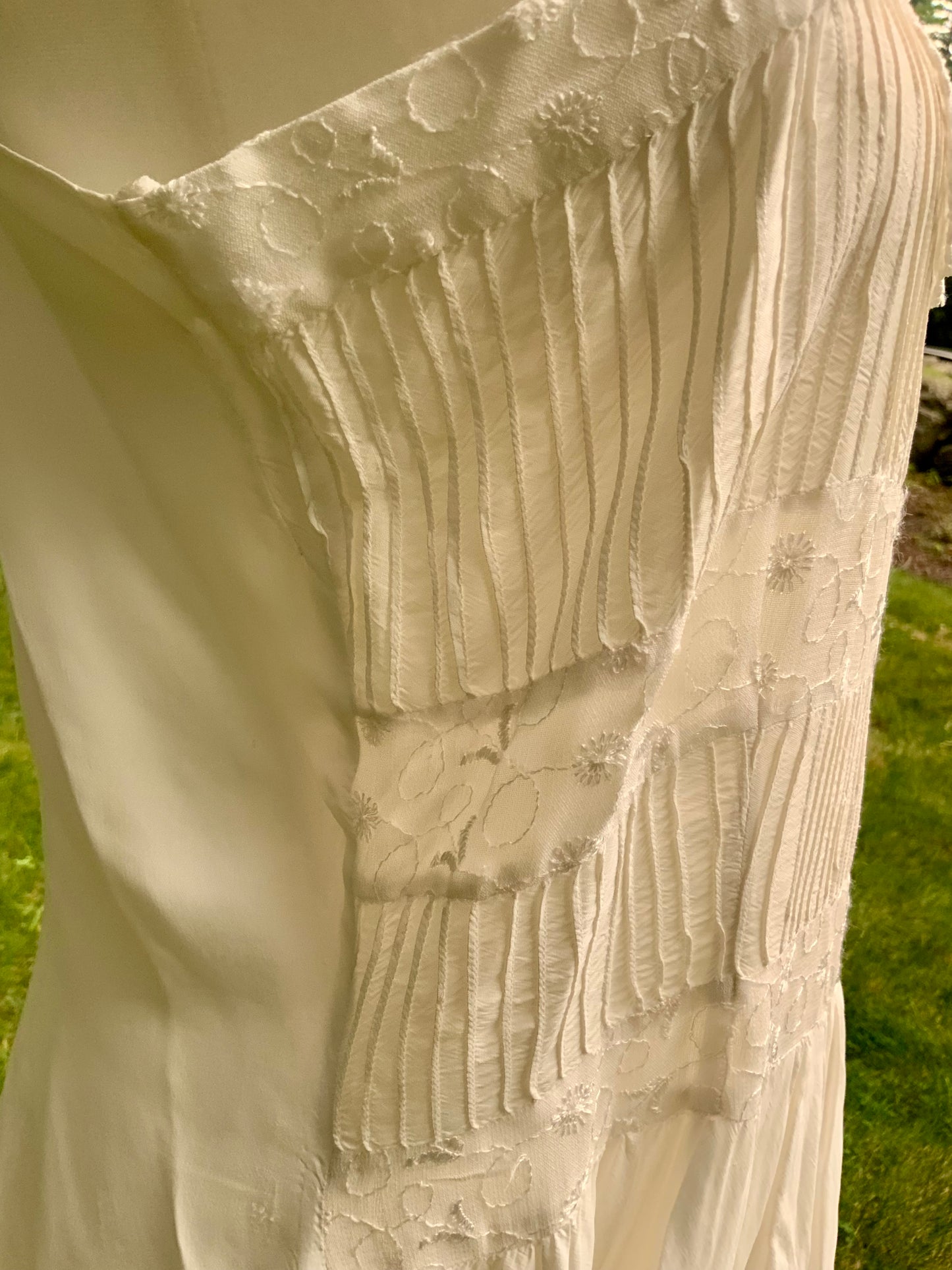 Antique Bridal Boudoir Dress | Late 1920s Silk Slip Dress | Art Deco Pintucks & Embroidered Lace
-40BI