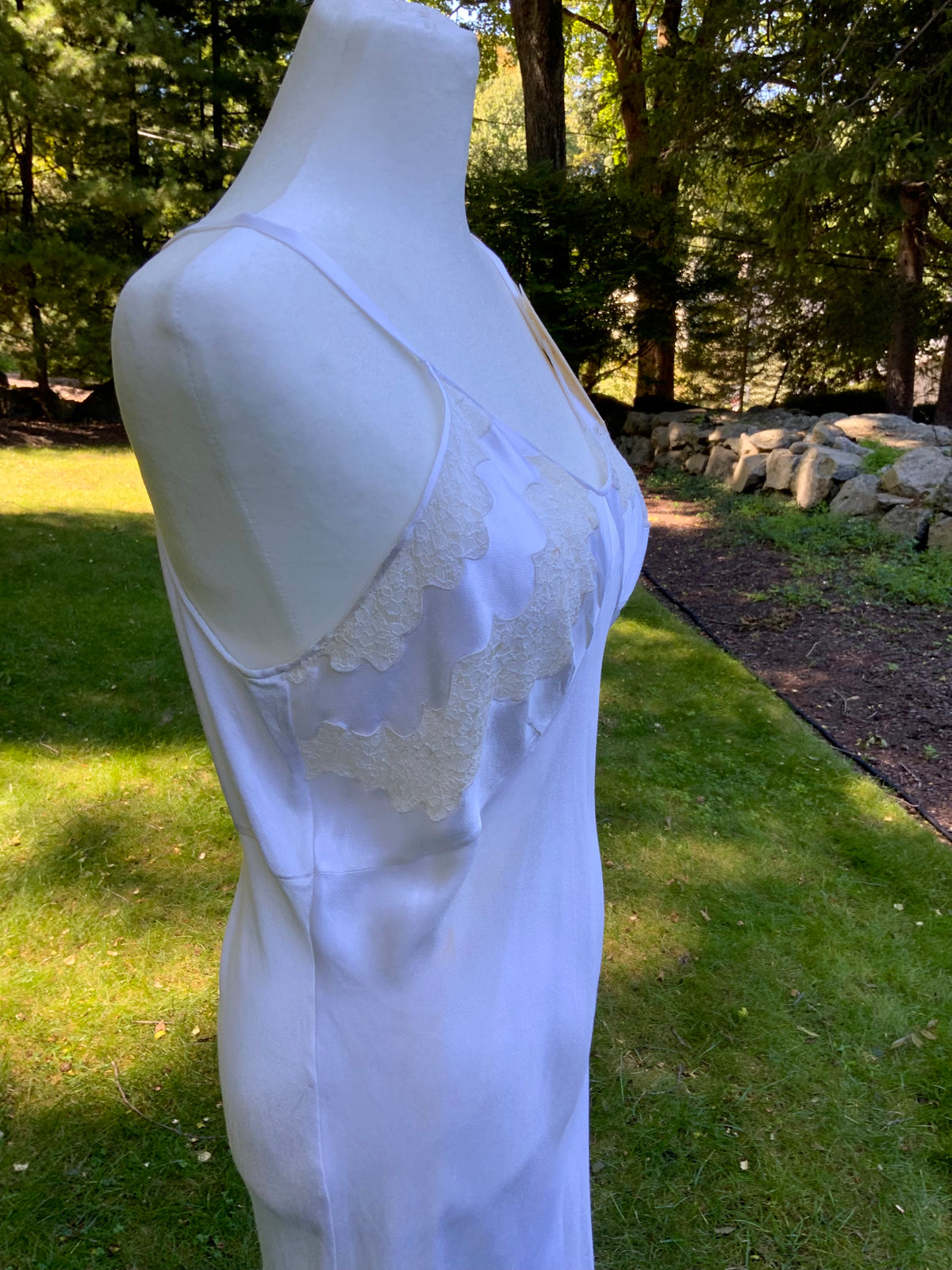 1930s Ivory Satin Bias Cut Slip Dress.40BY