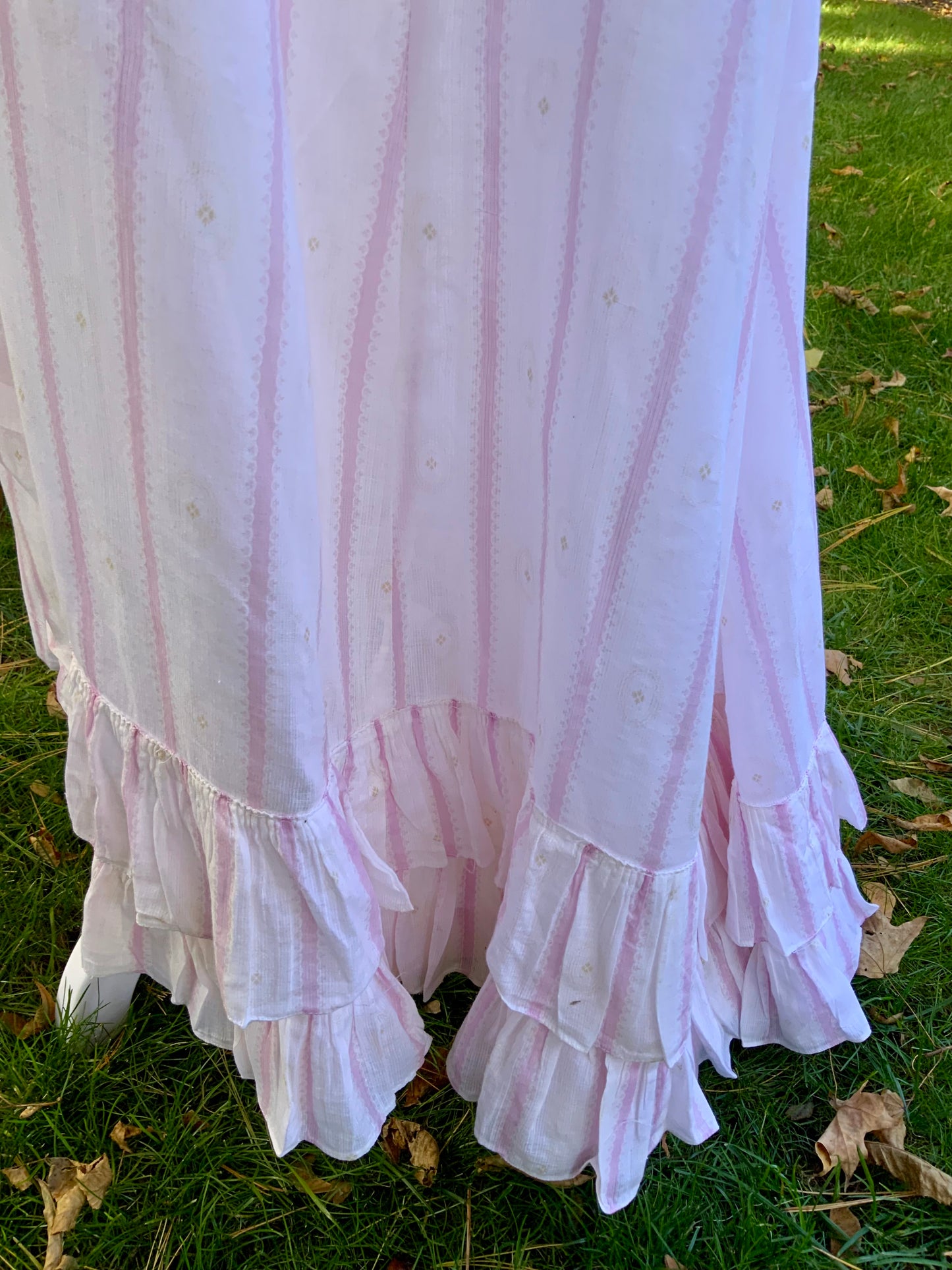 Cotton Pink Stripped Petticoat - 1895/1910 - ED23