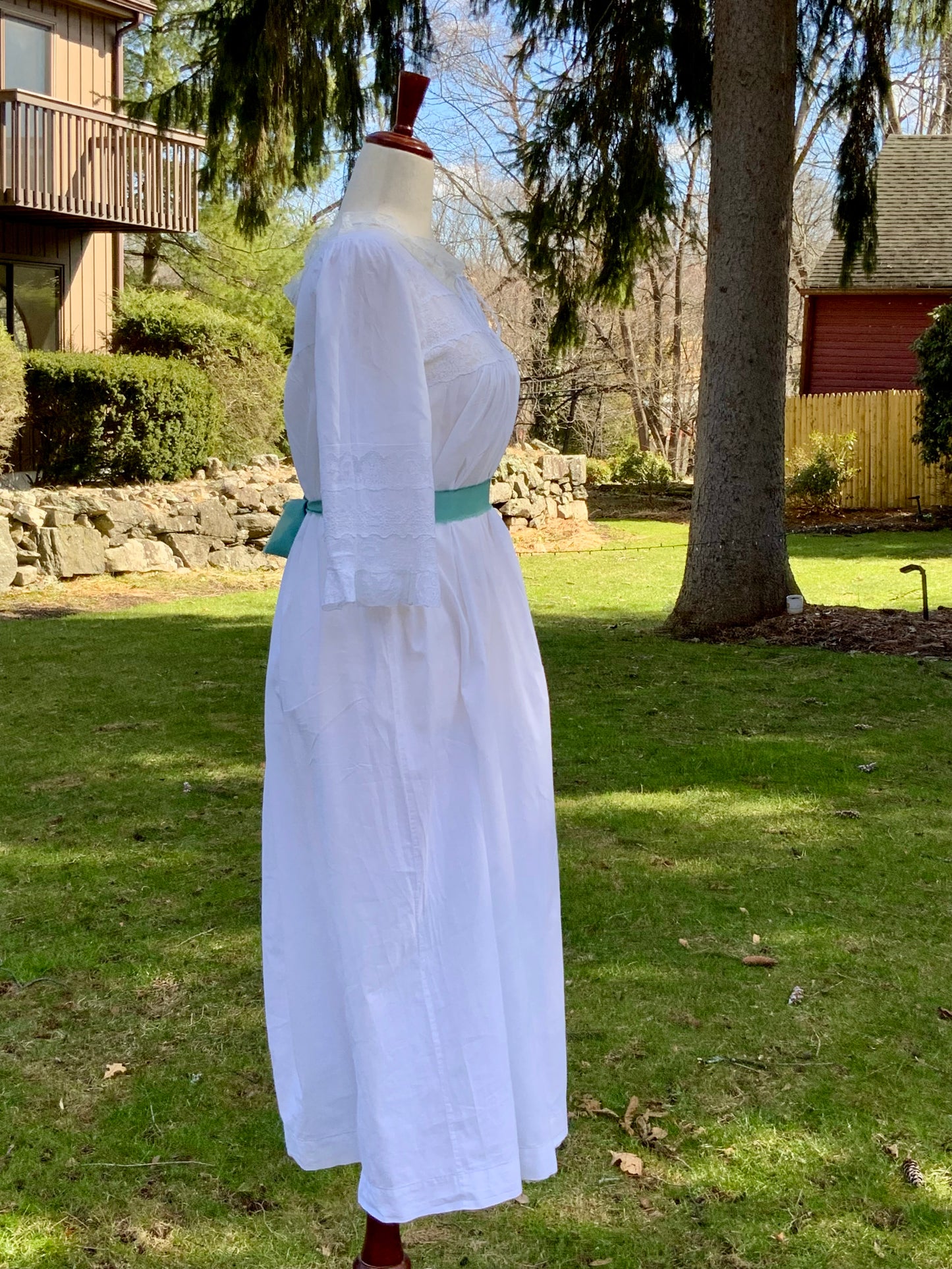 Vintage 1970s Christian Dior Lingerie White Cotton Lace Nightgown Dress | Romantic Edwardian Revival-70Z