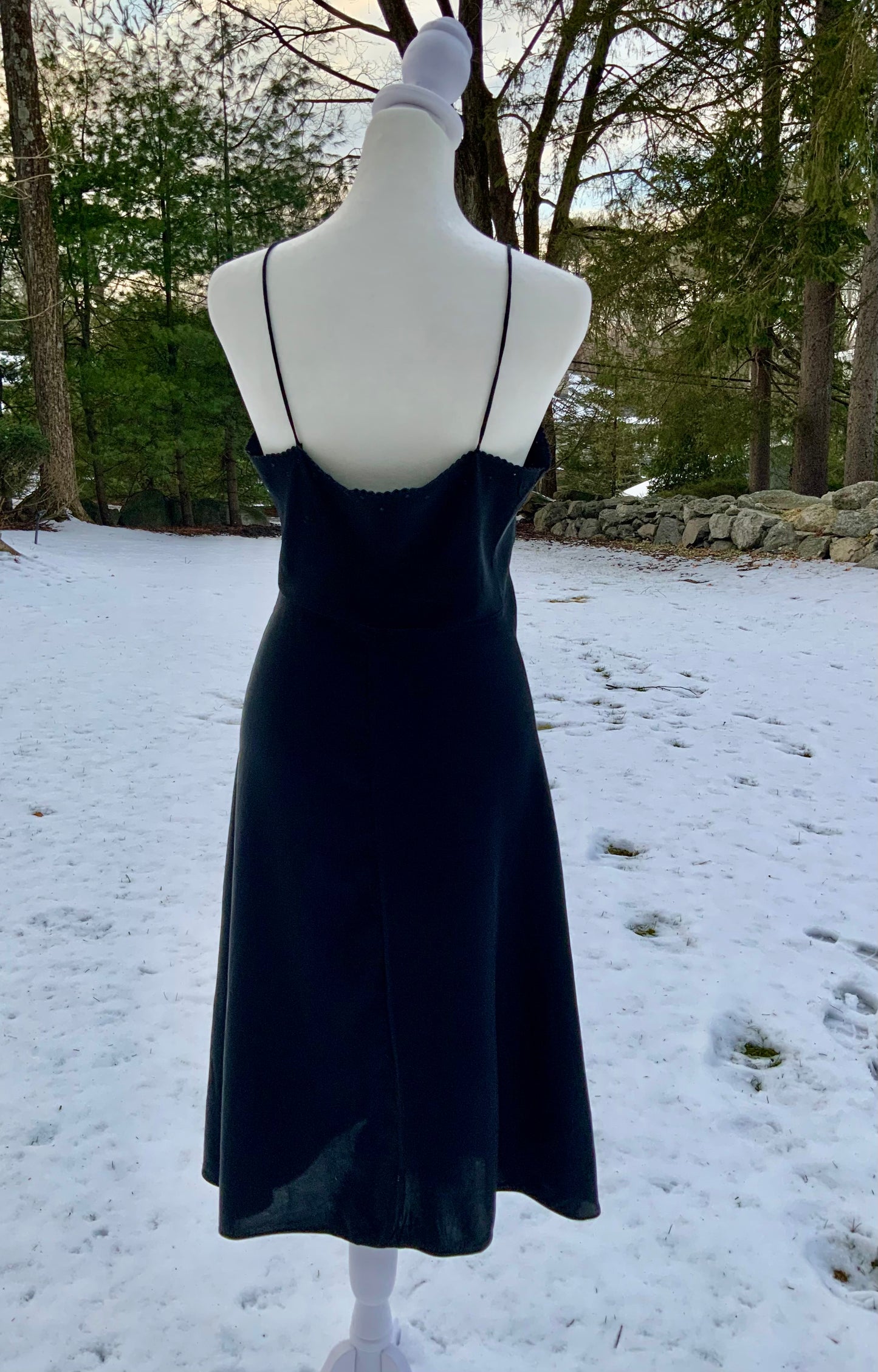 Rare 1940s Bias-Cut Black Silk Slip Dress | Old Hollywood Elegance-40AS