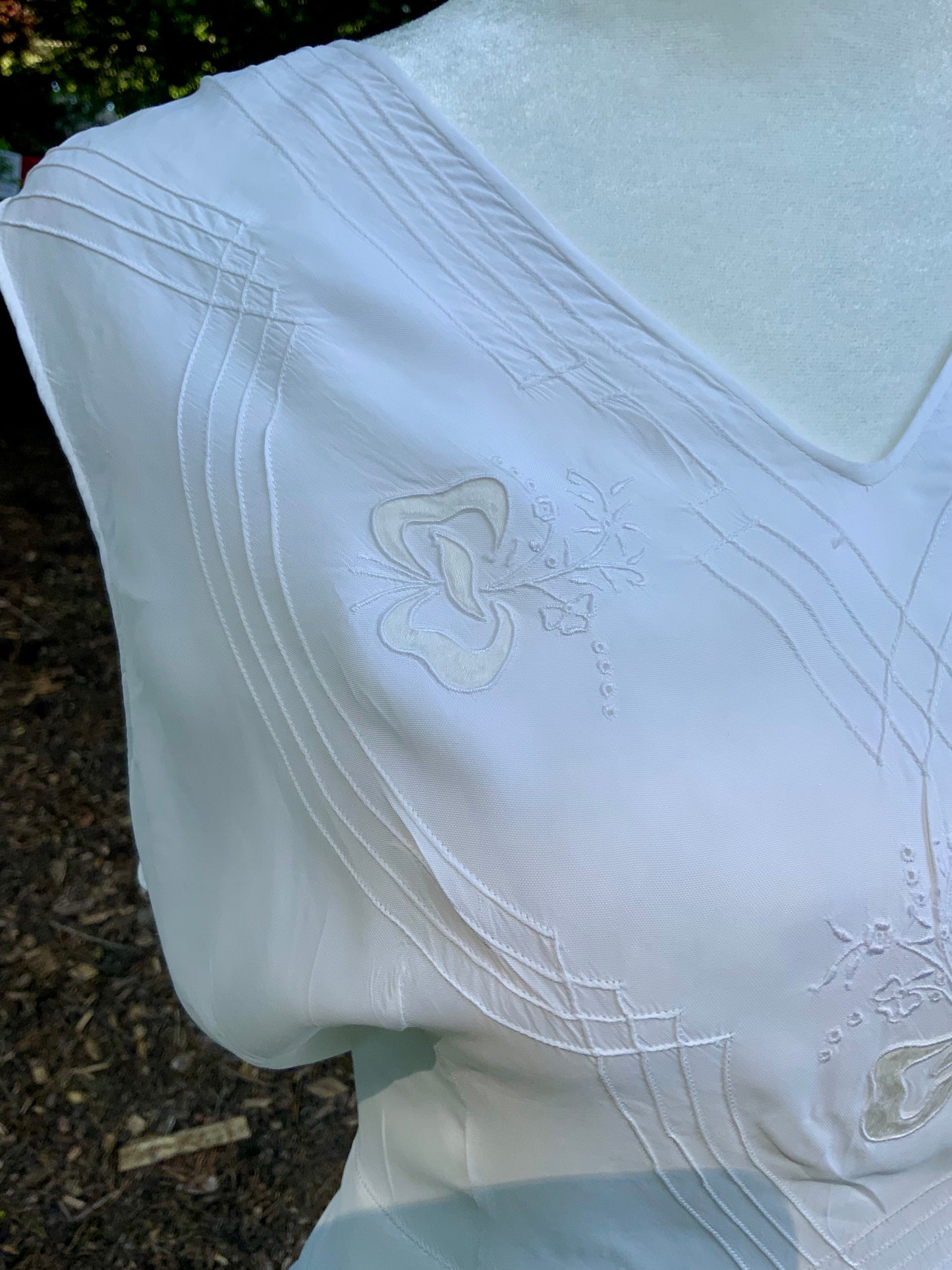 1930s Art Deco Embroidered Wrap Top | Reimagined from an Antique Nightgown-30DL