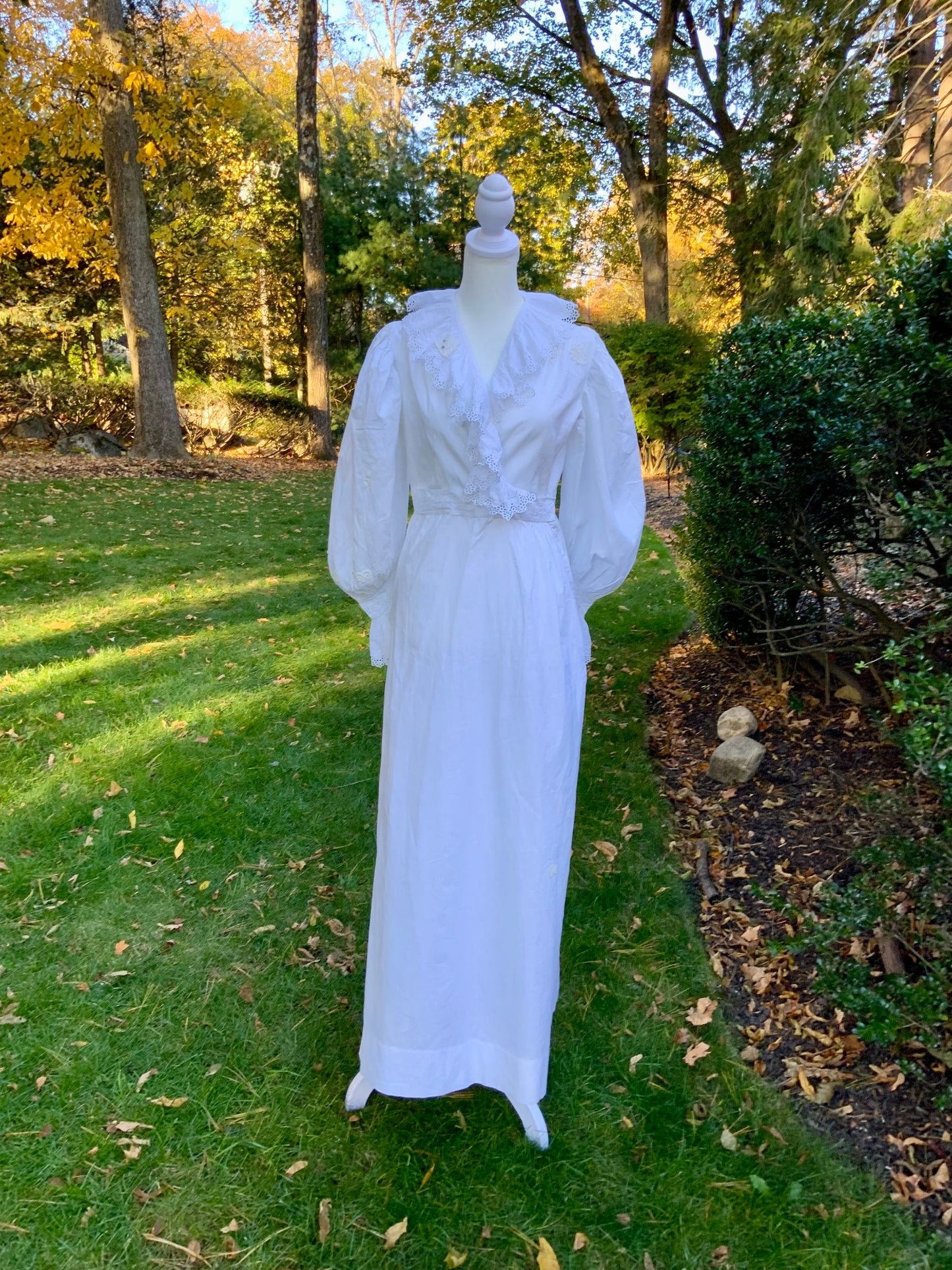 Edwardian White Cotton Lace Dress – Antique Lawn Gown Restored - ED24