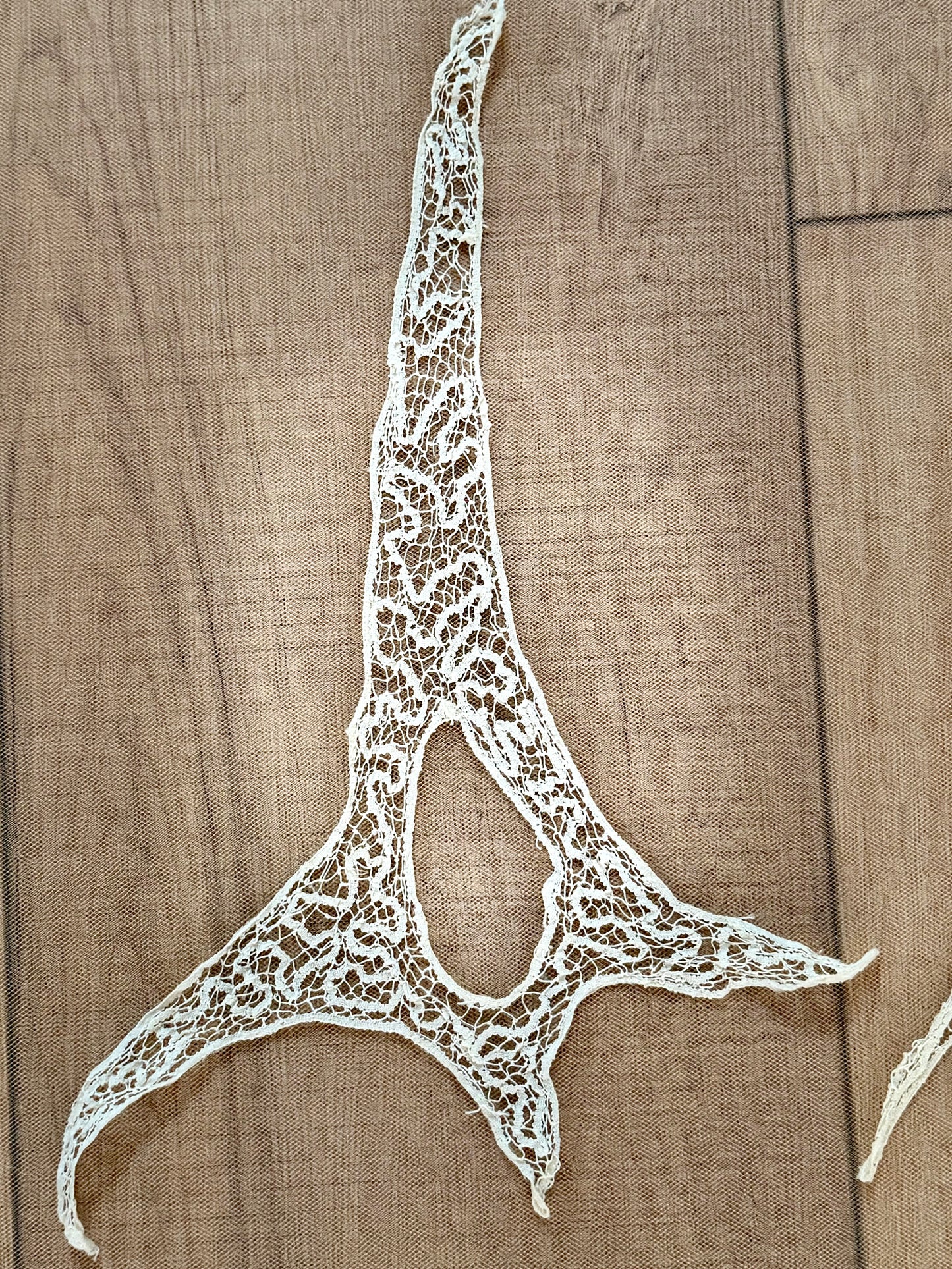Antique Edwardian Bridal Lace Appliqués | Architectural “Eiffel Tower” Motifs | c. 1905–1915
