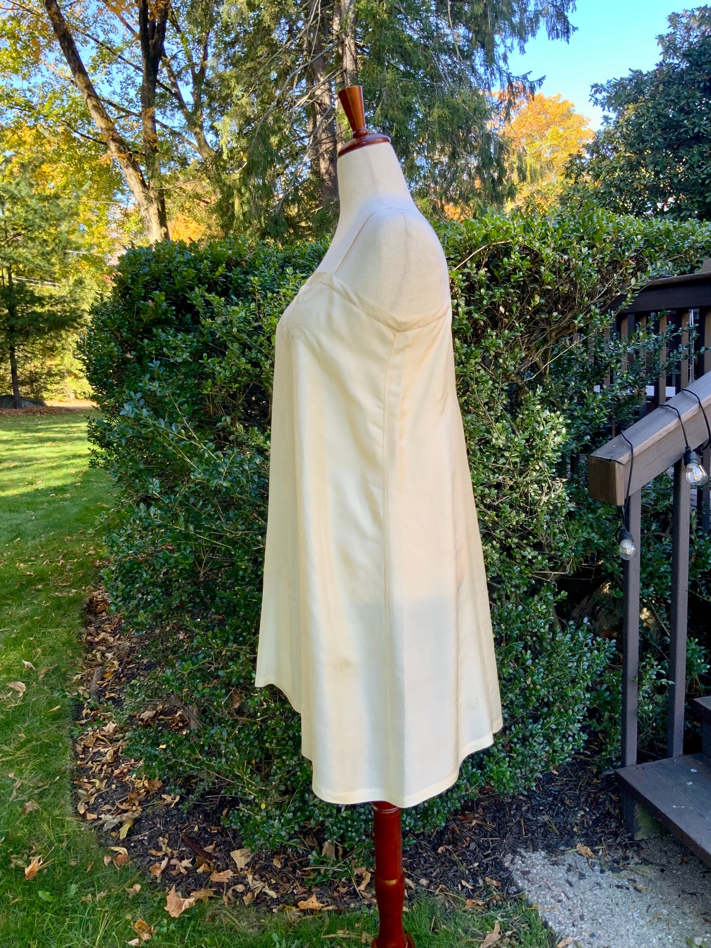 Edwardian Pure Silk Slip Dress c.1905–1915 – Hand Embroidered “Rosita” Monogram | Antique Lingerie Heirloom -ED23