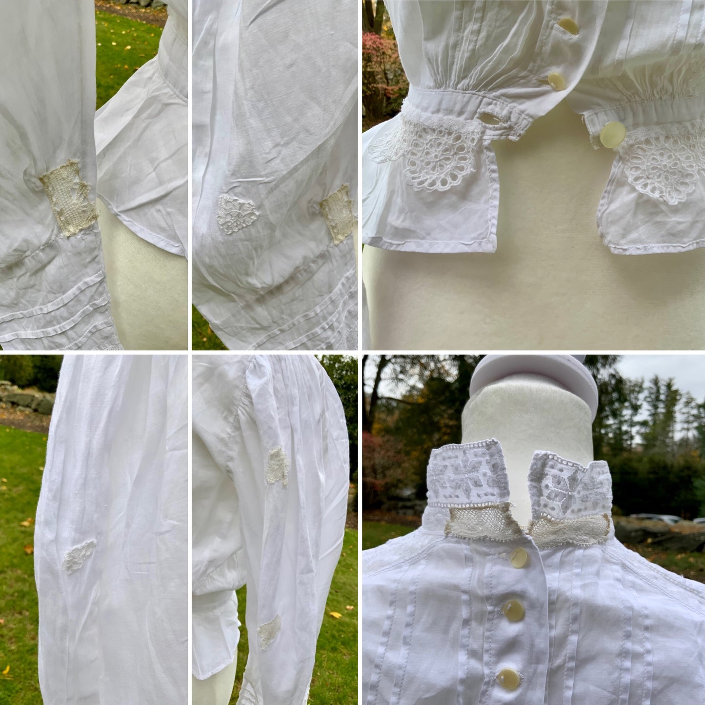 Edwardian White Cotton & Lace Shirtwaist (1905–1912) |ED34