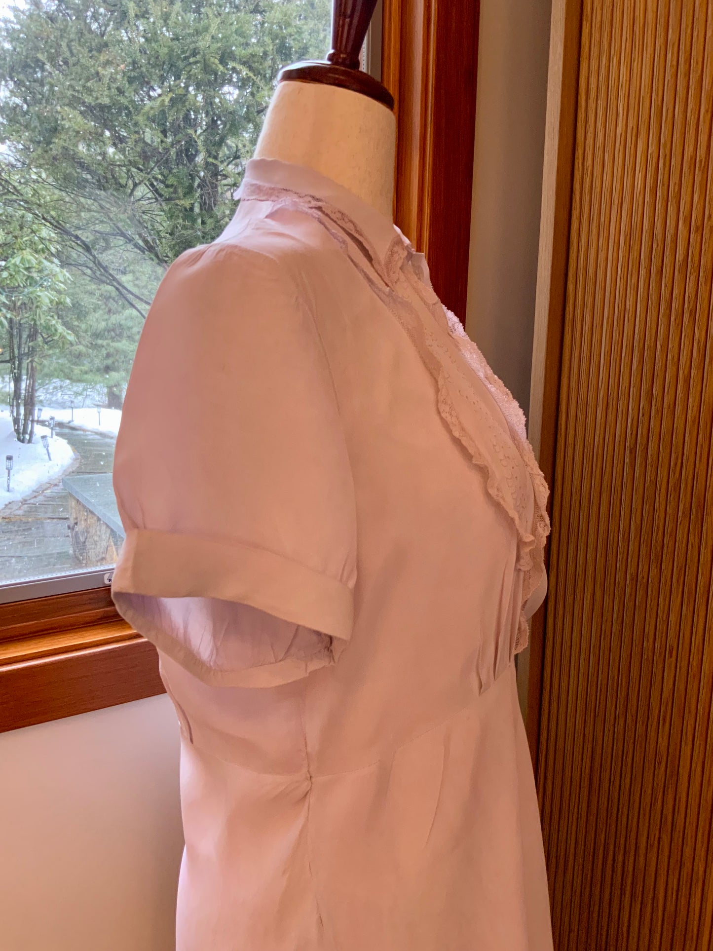 Authentic 1930s Bias Cut Satin Nightgown Hand Dyed Lilac Original Belt Vintage Lingerie Dress
 - 30K