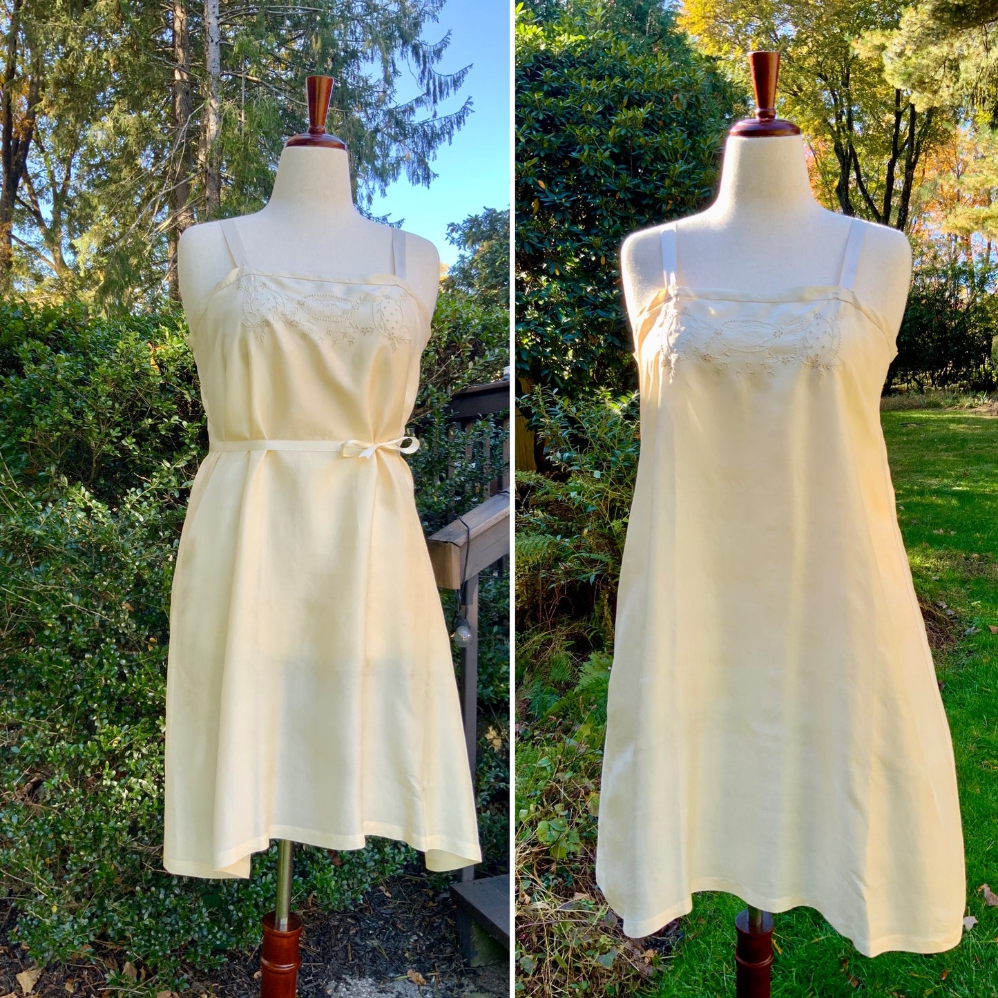 Edwardian Pure Silk Slip Dress c.1905–1915 – Hand Embroidered “Rosita” Monogram | Antique Lingerie Heirloom -ED23