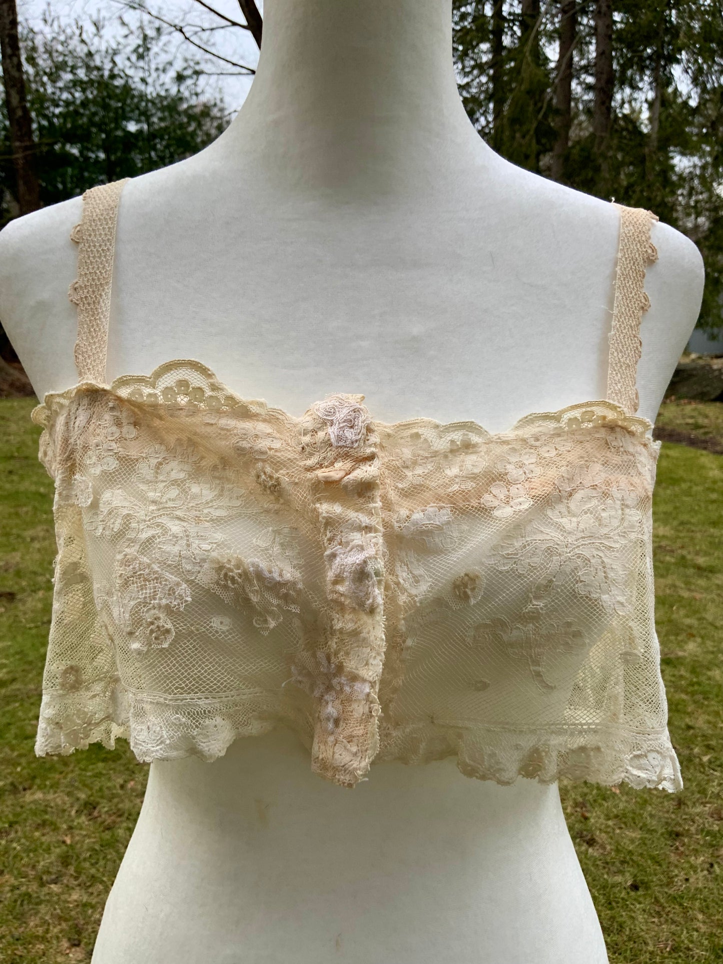 Upcycled Antique Tulle Lace Bralette - 1910