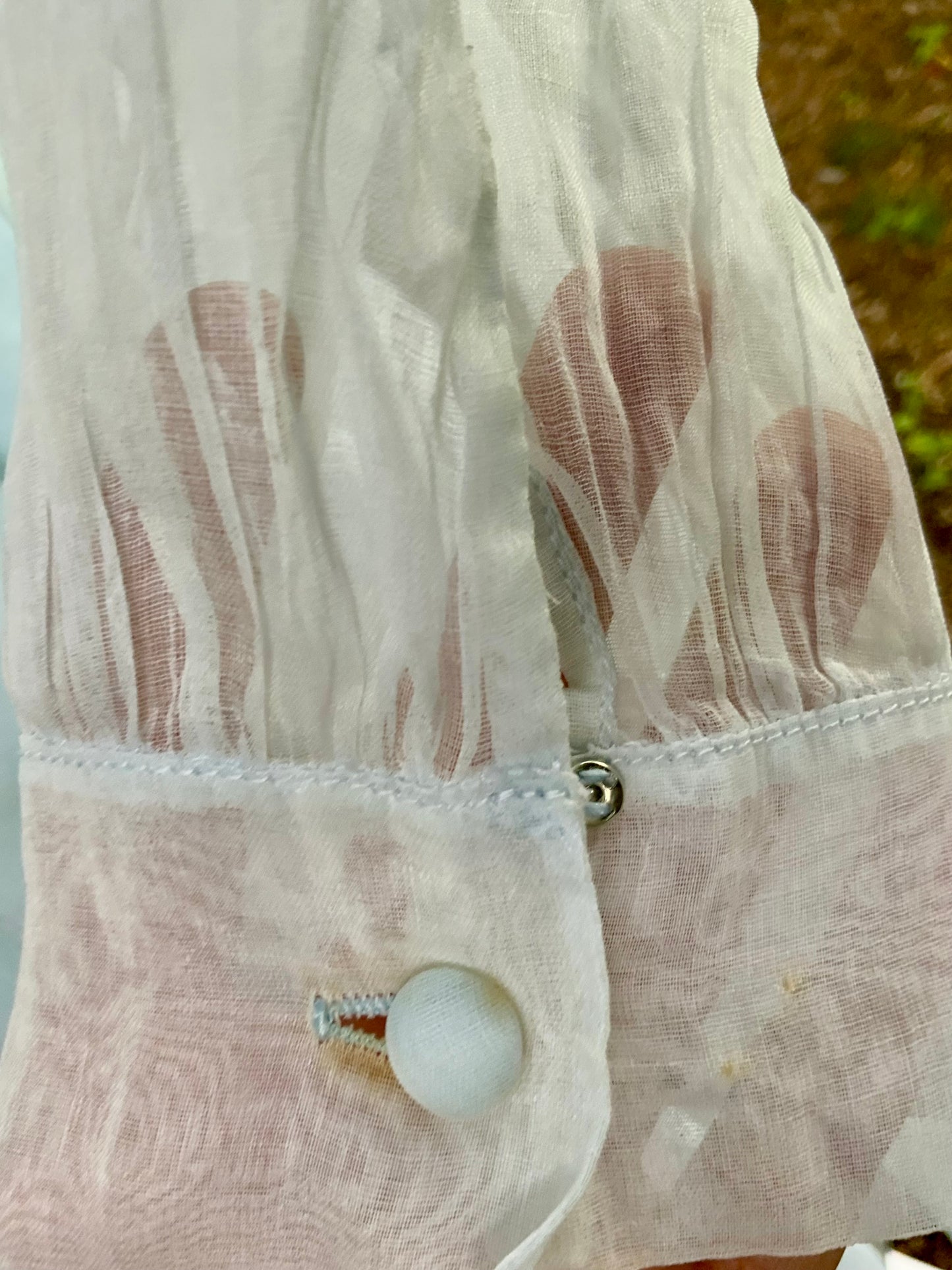 Late 1930s 1940s Sheer Blue Cotton Organdy Dress Romantic Lingerie Style Dress-30CR